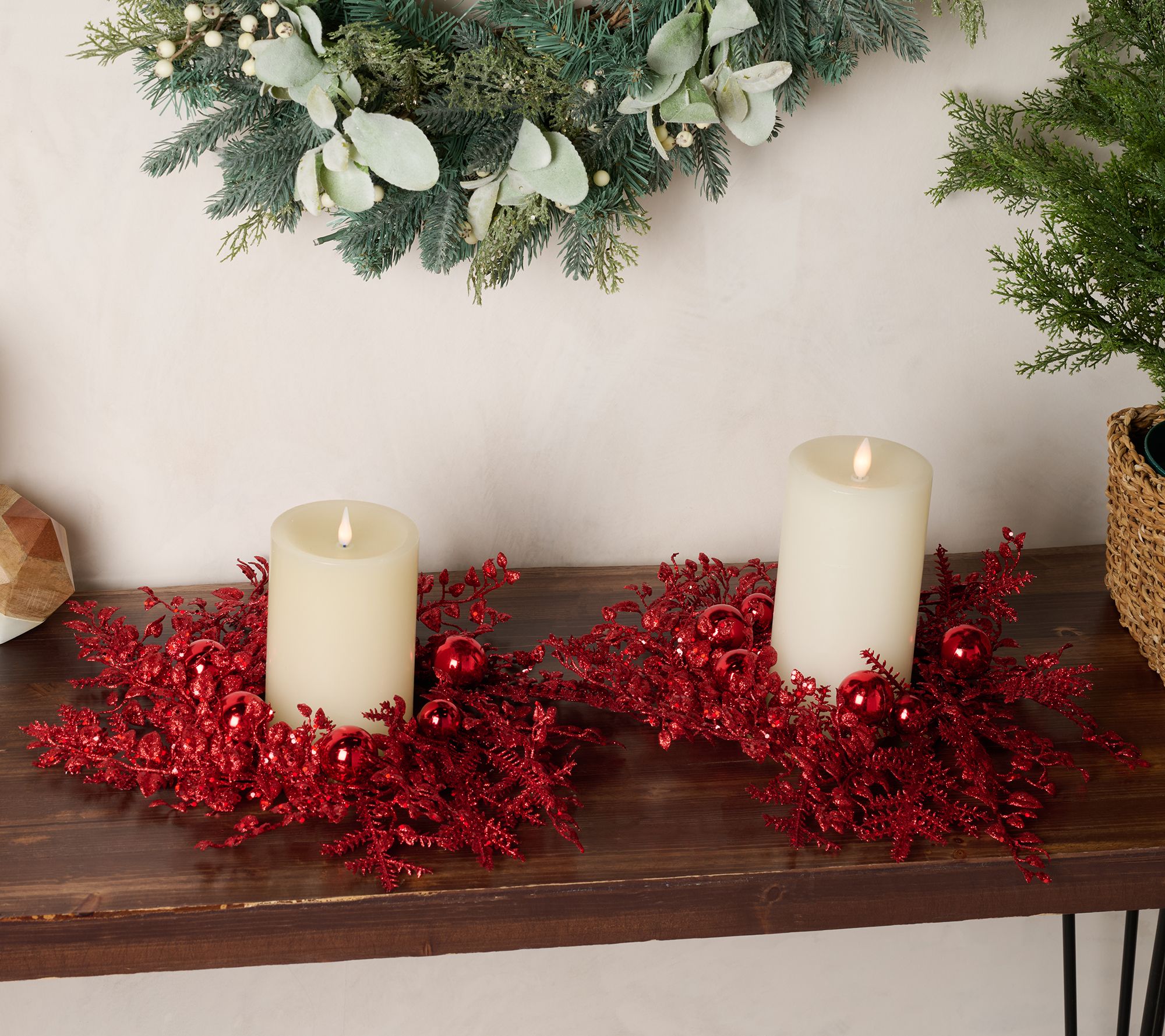 Set of 2 Glittered Ornament and Leaf Rings by Valerie