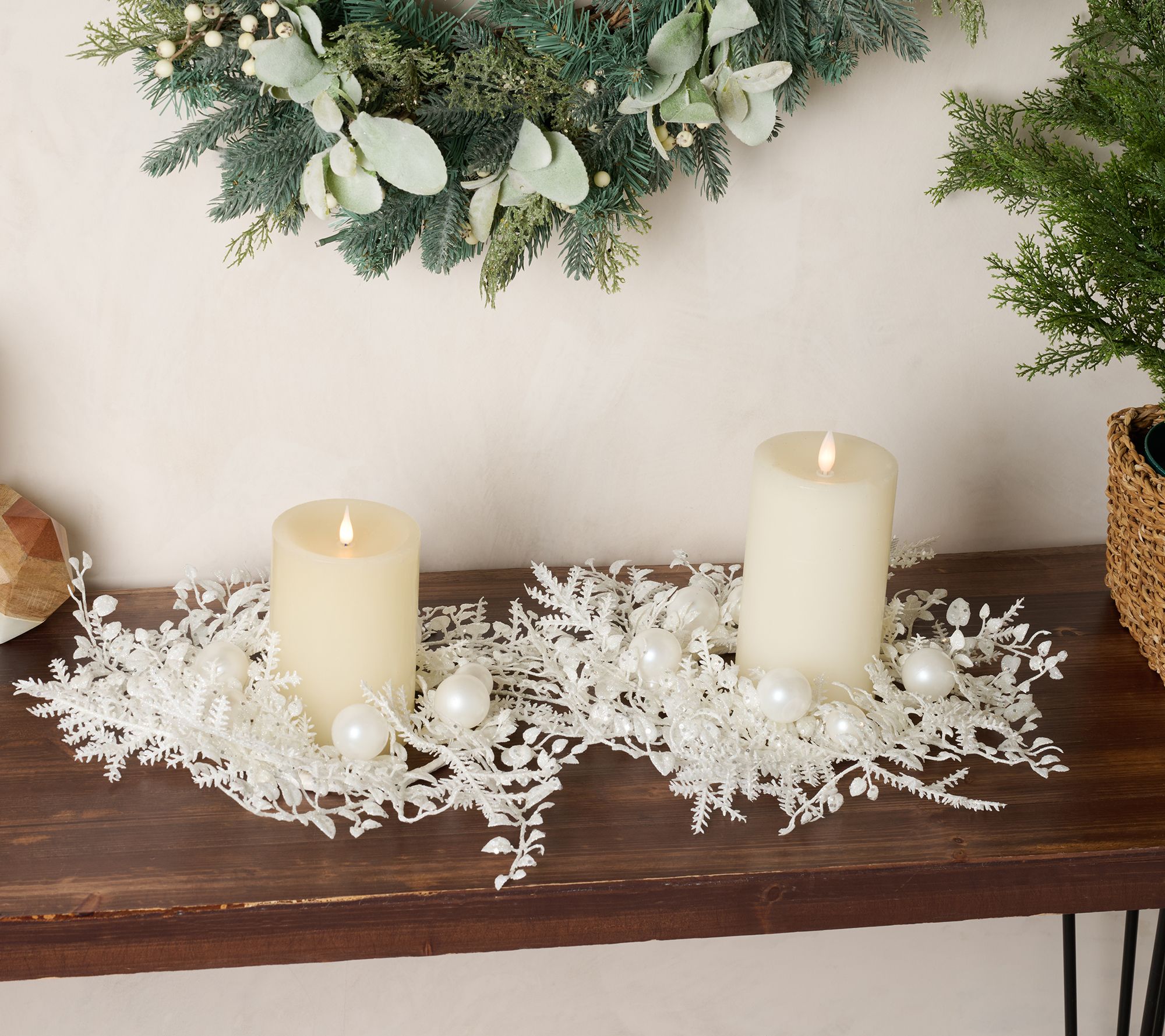 Set of 2 Glittered Ornament and Leaf Rings by Valerie