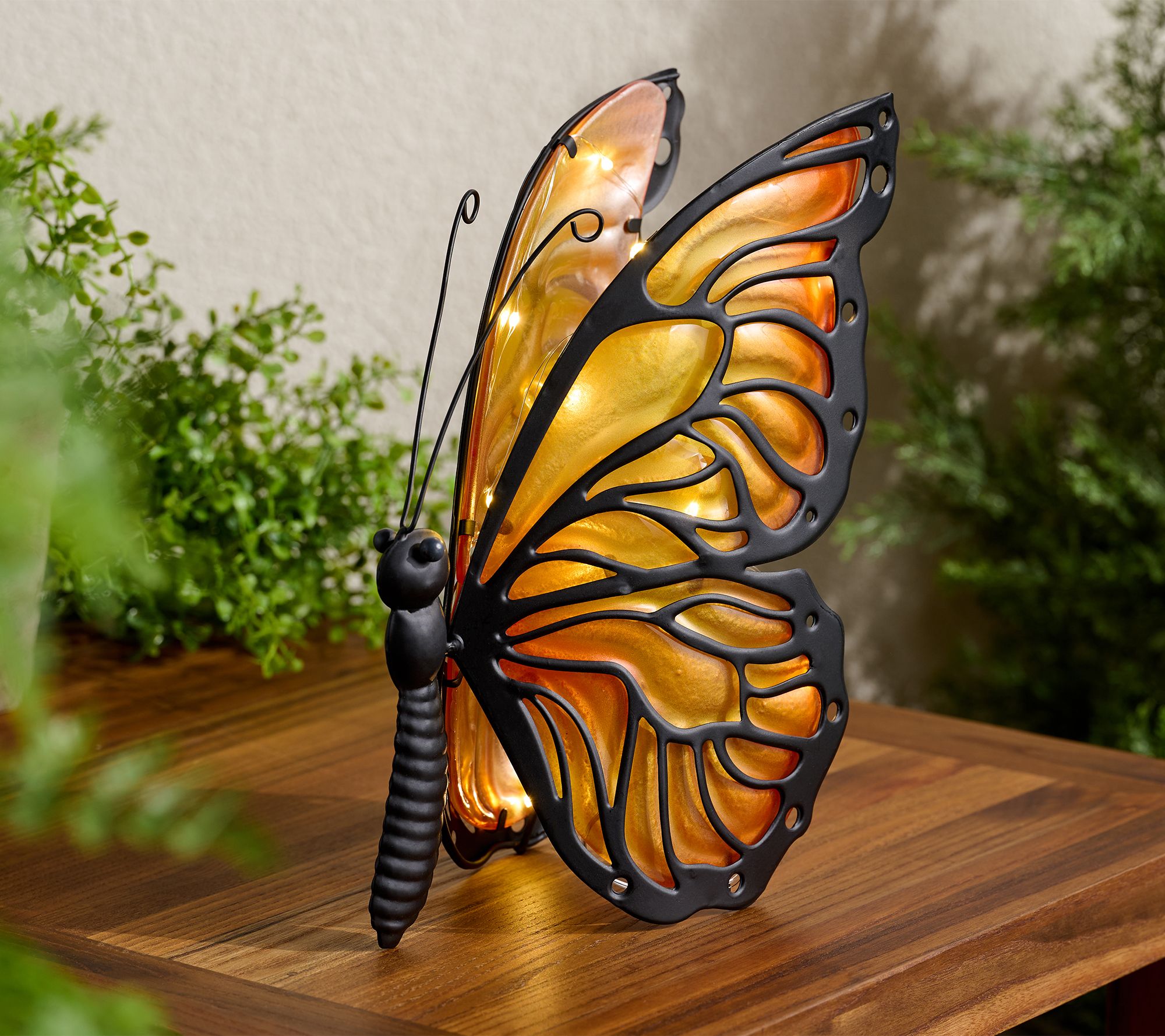 Indoor/Outdoor Illuminated Twinkling Metal Butterfly by Valerie