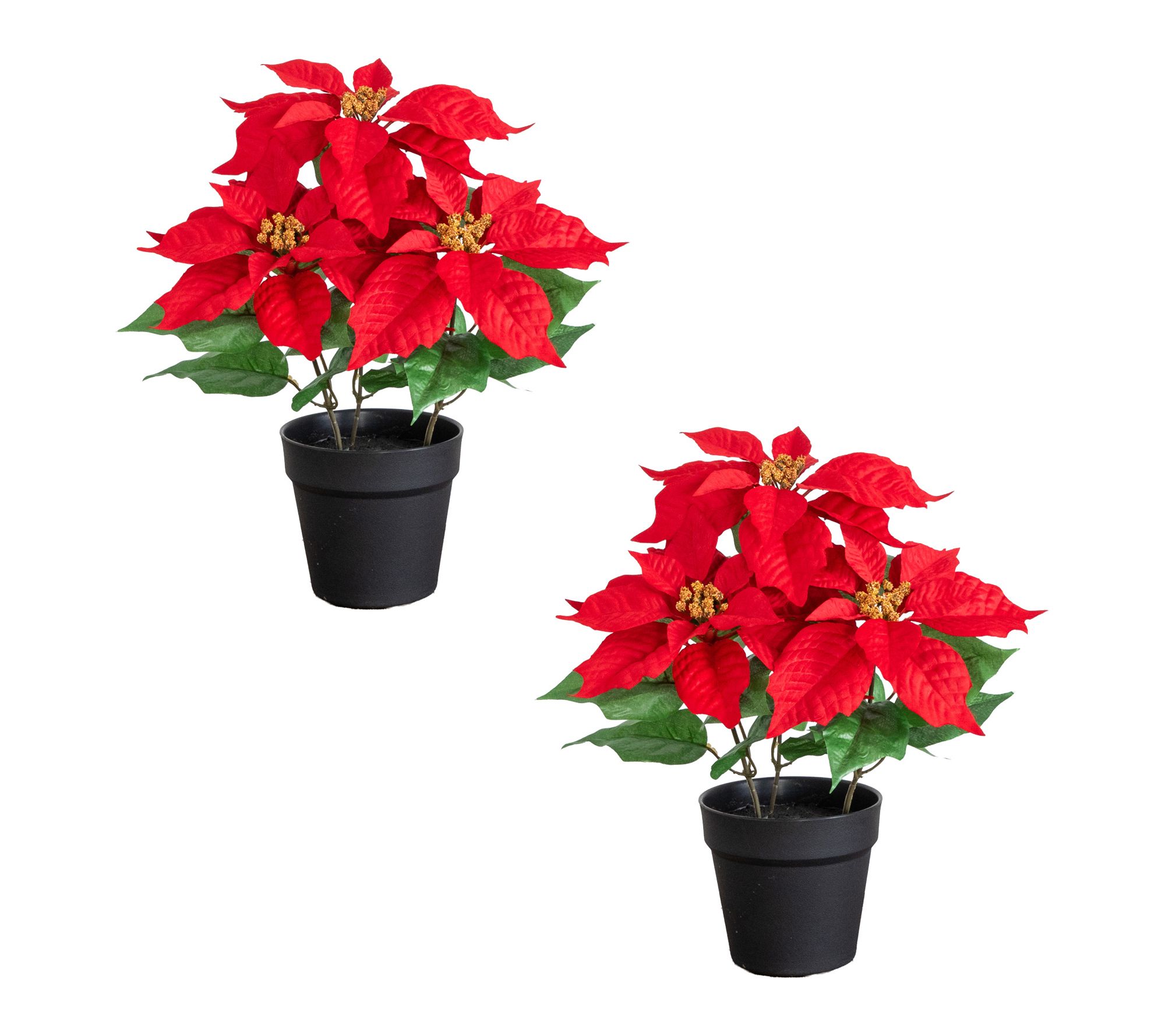 15-in Poinsettia Plant - Set of 2 by Nearly Natural