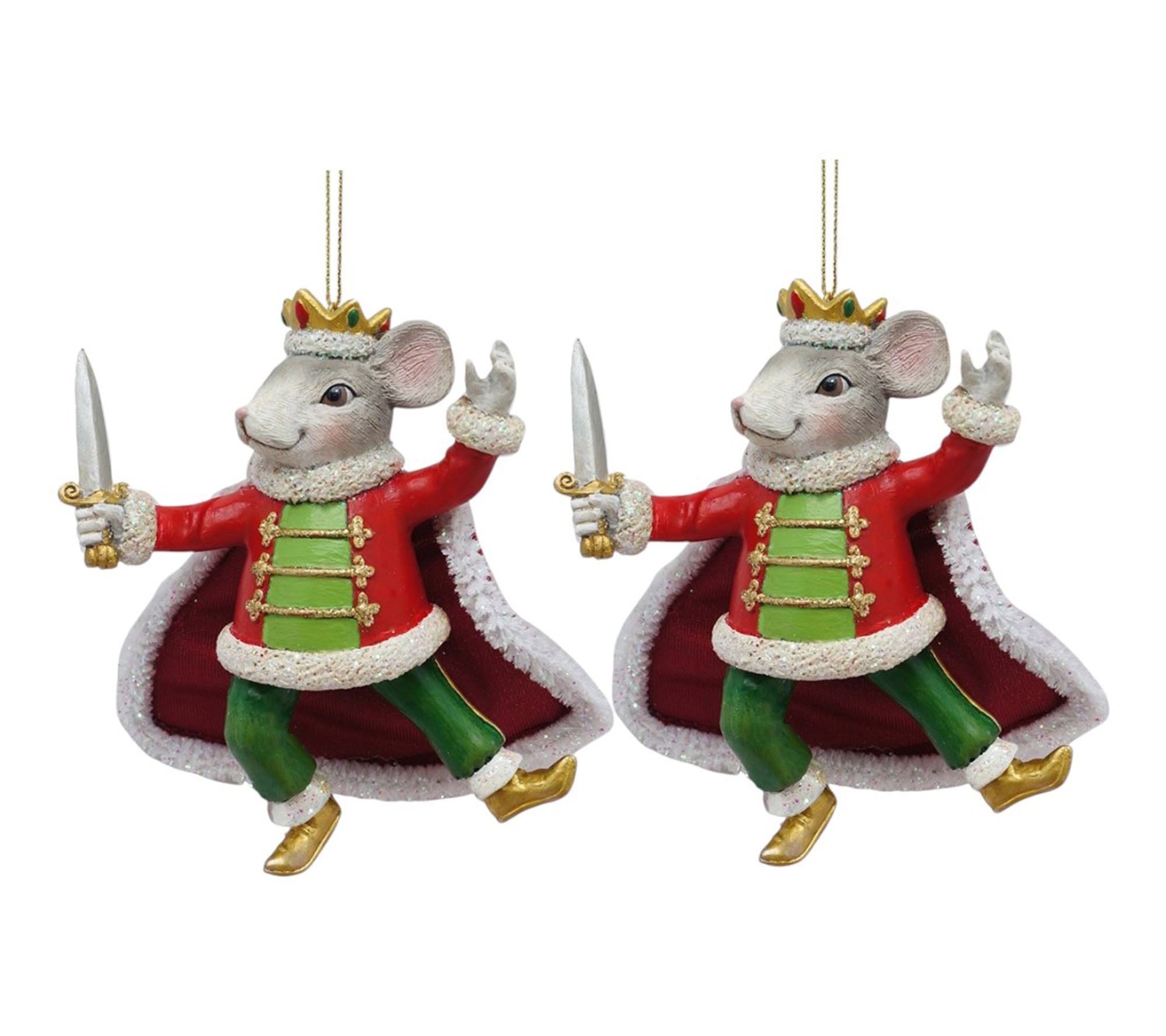 RC Home Decor- Set of 2 Mouse King Nutcracker Prince Ornaments