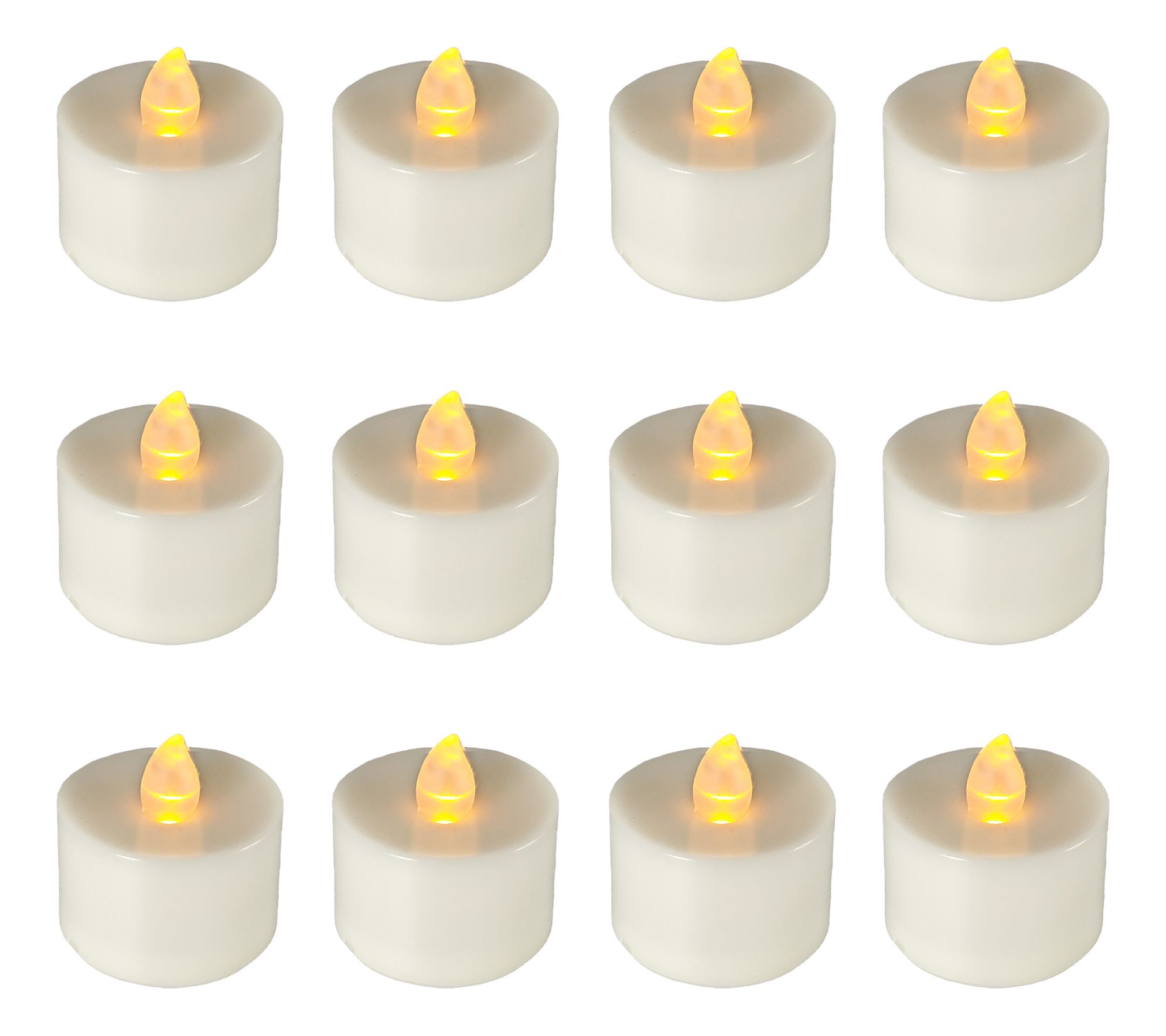 LumaBase Battery-Operated Tea Light Candles, Amber- Set of 12