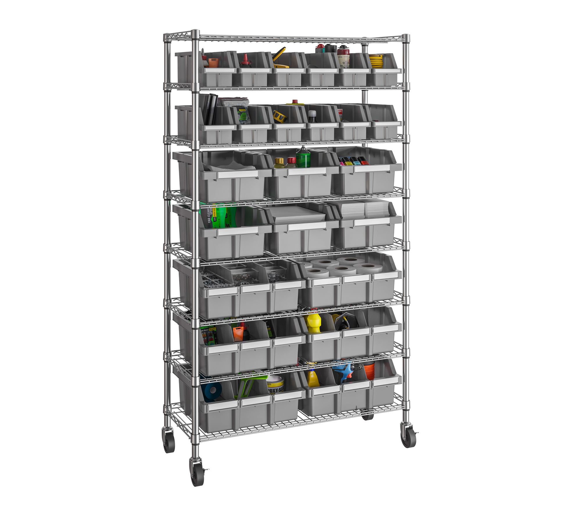 Seville Classics 8-Tier NSF 24-Bin Rack Storage System, Gray