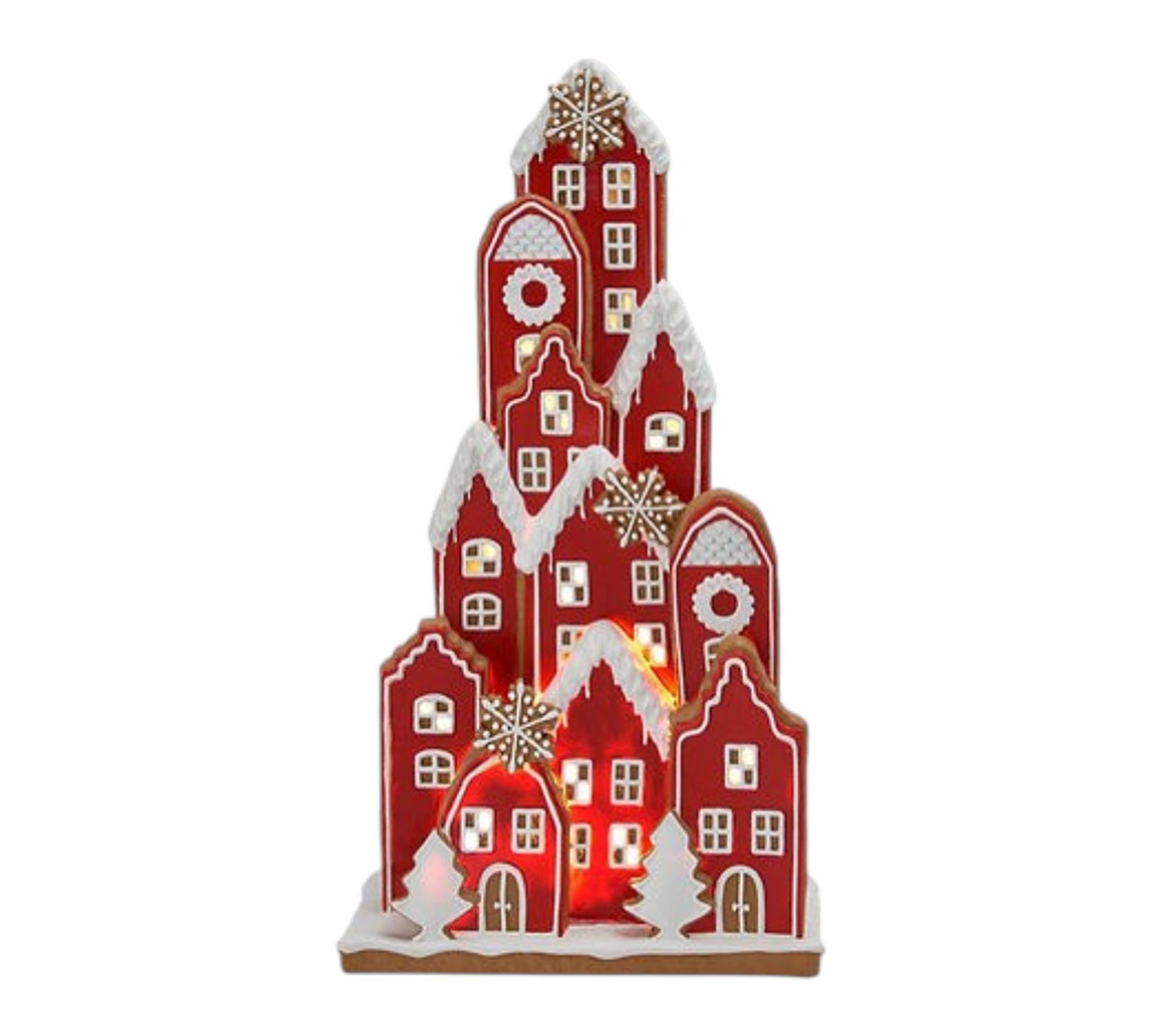 RC Home Decor -18.5" LED Red Christmas Village with Timer