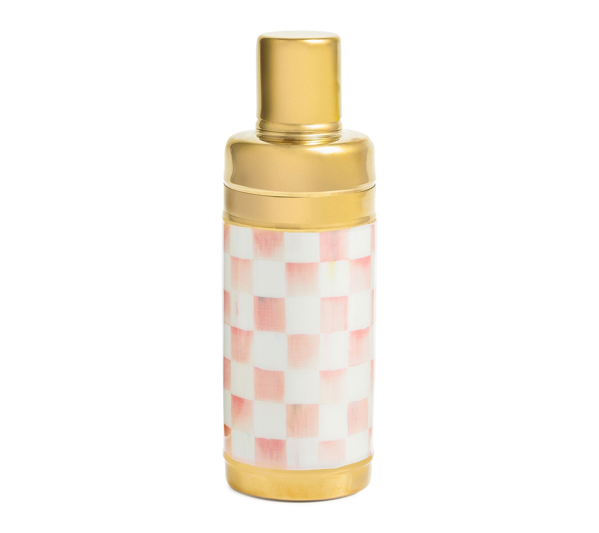 MacKenzie -Childs Rosy Check 3260 Gold Cocktail Shaker