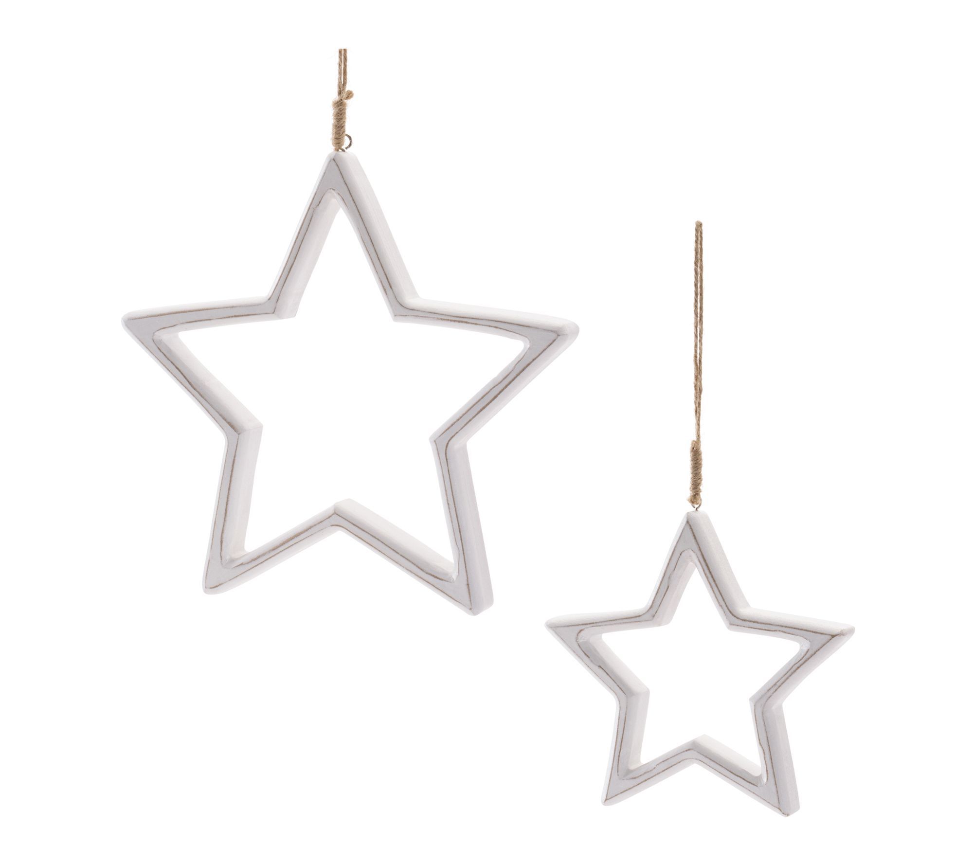 Melrose Carved Wooden Star Ornament (Set of 2)