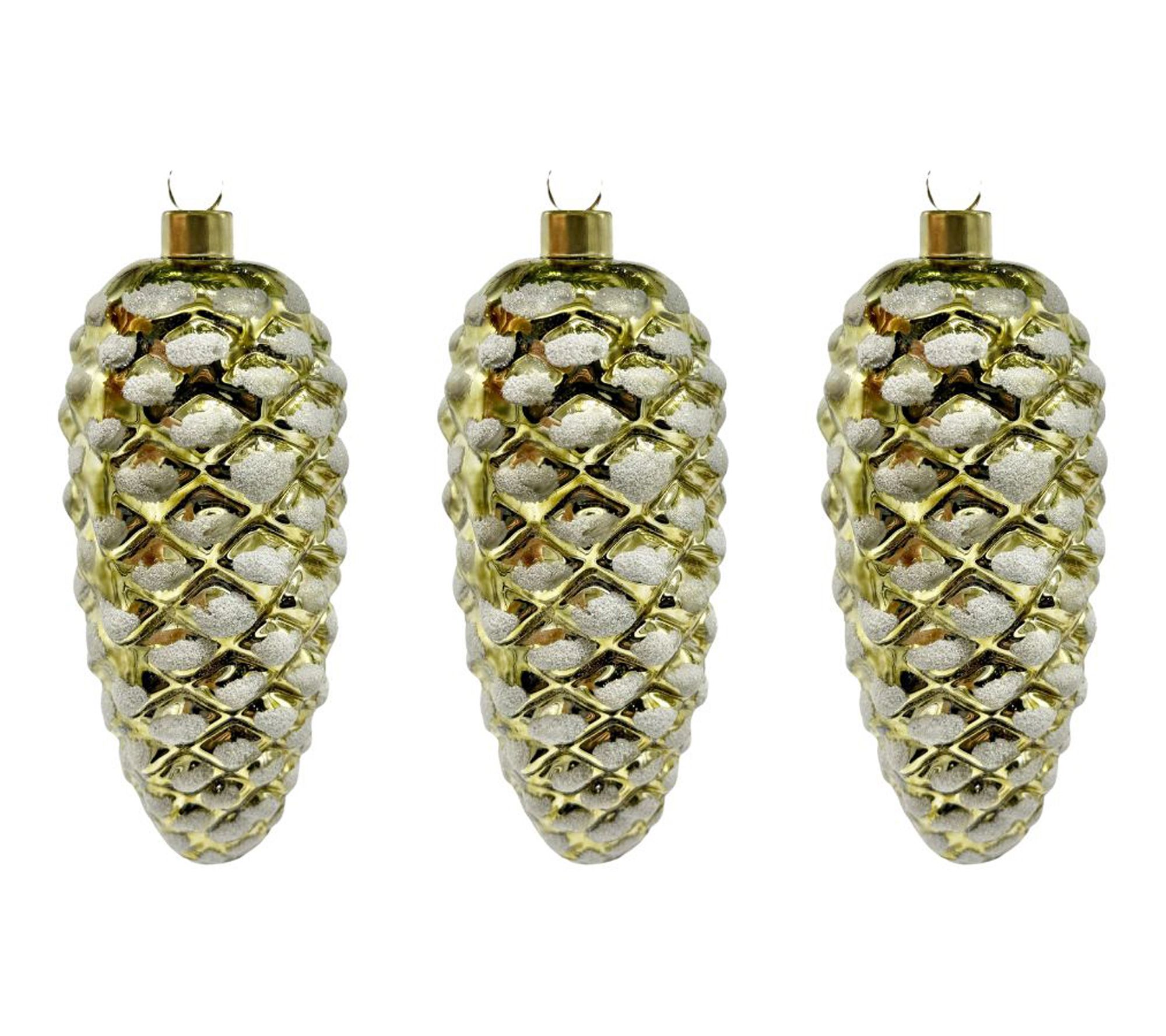 Whitehurst 6" Gold Pinecone Ornaments by Eddie Ross, S/3