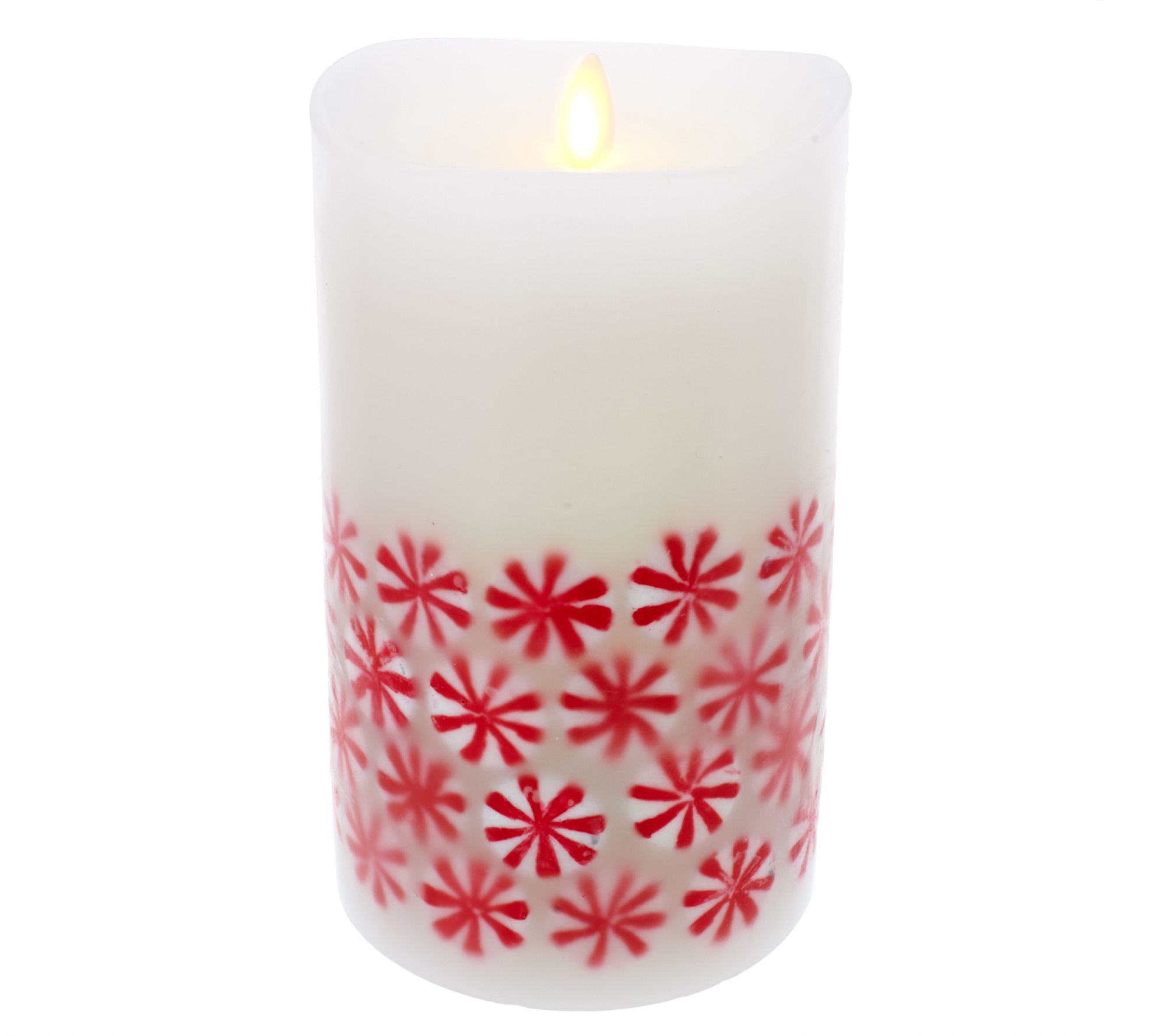 Luminara 7" 360 Embedded Peppermint Candy Flameless Candle