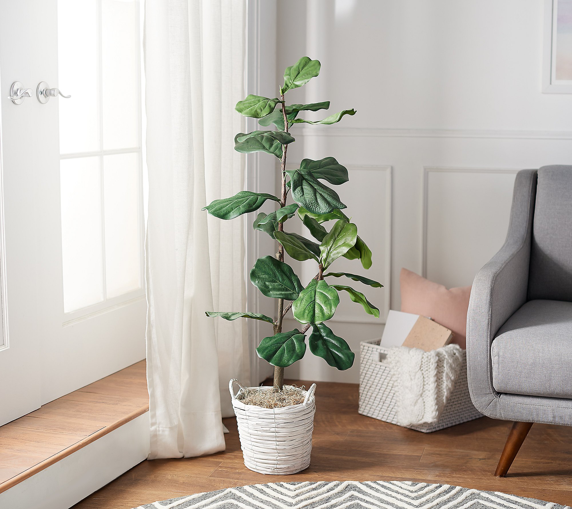 Shop 4' Faux Fiddle Leaf Tree in Starter Pot by Valerie from QVC on Openhaus
