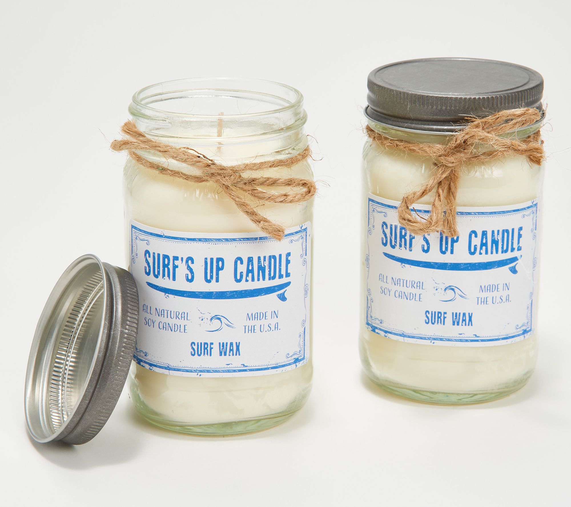Surf's Up Set of 2 Surf Wax Mason Jar Candles