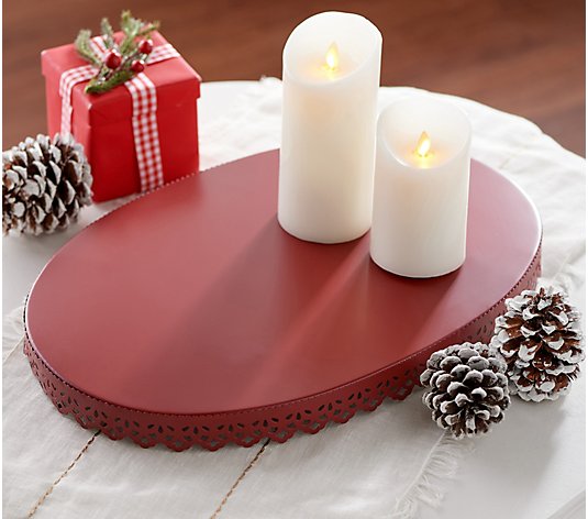18" Oval Metal Tray by Valerie