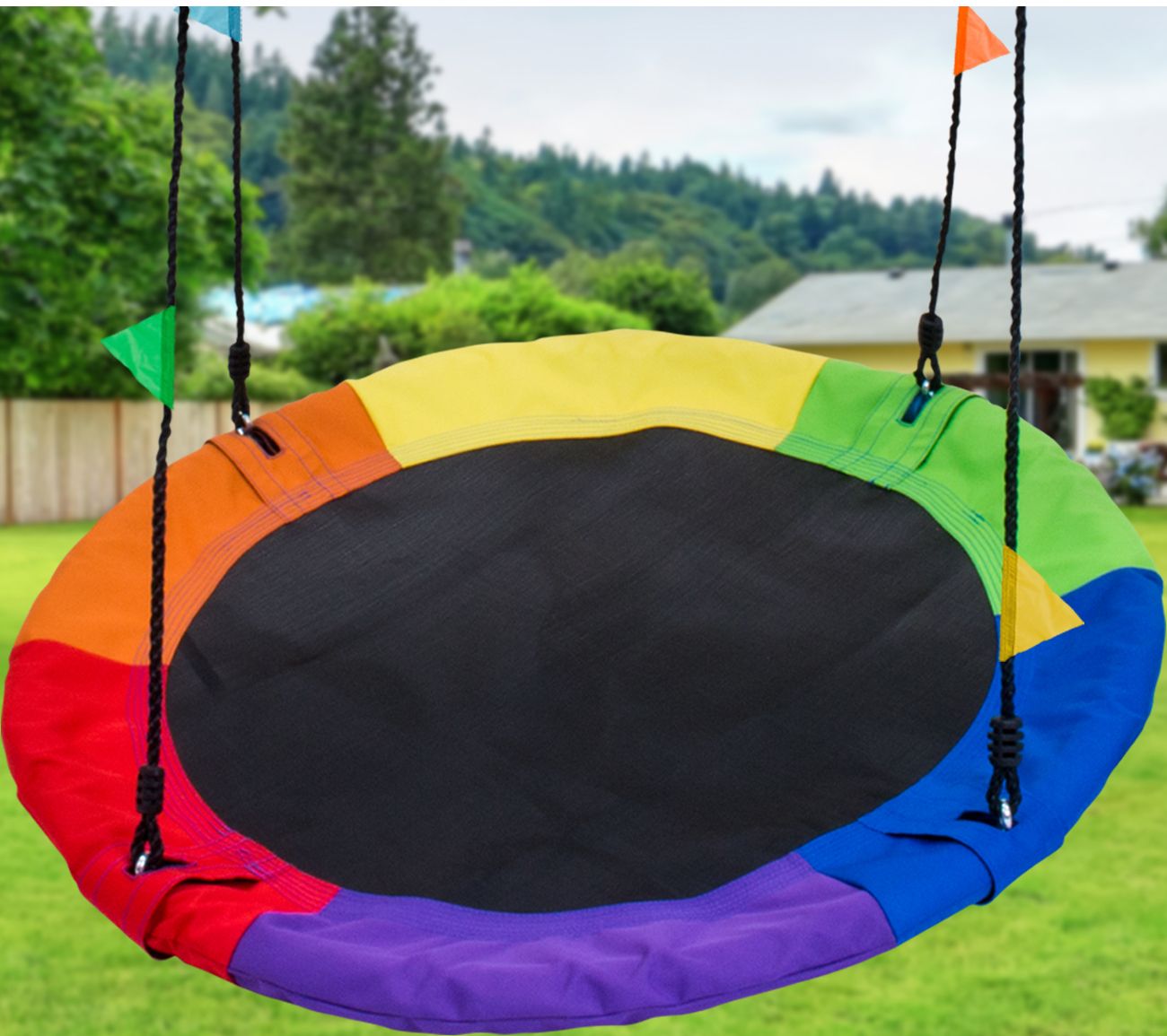 Saucer Tree Swing in Elite Rainbow 40 Outdoor Backyard Interactive Swing 
