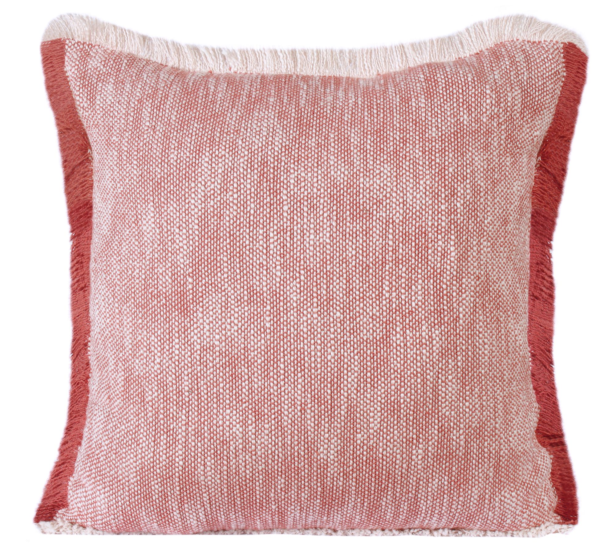 Ox Bay Two-Tone Cotton Throw Pillow with Fringe