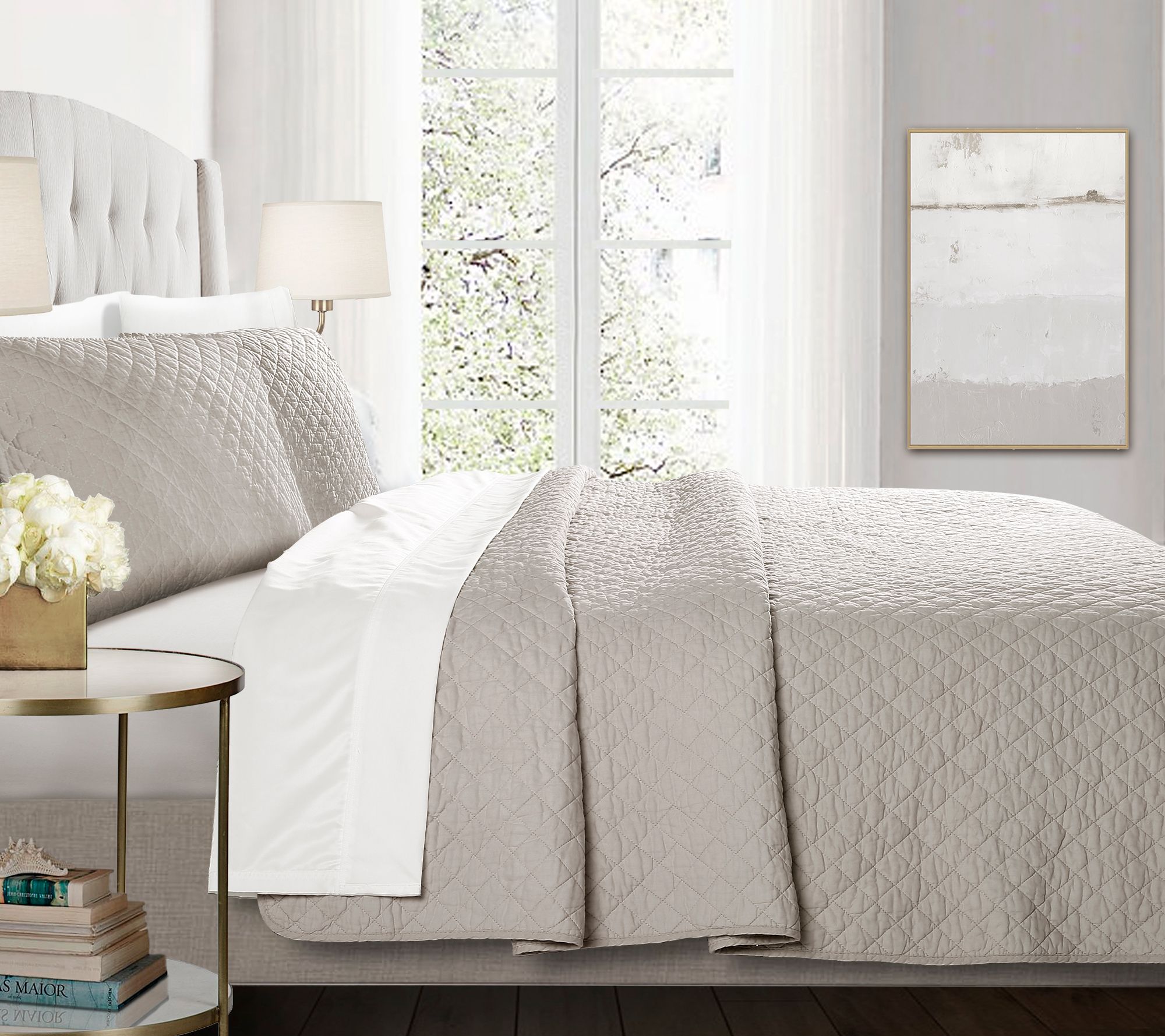 Ava Diamond Oversized 3-Piece King Quilt Set byLush Decor