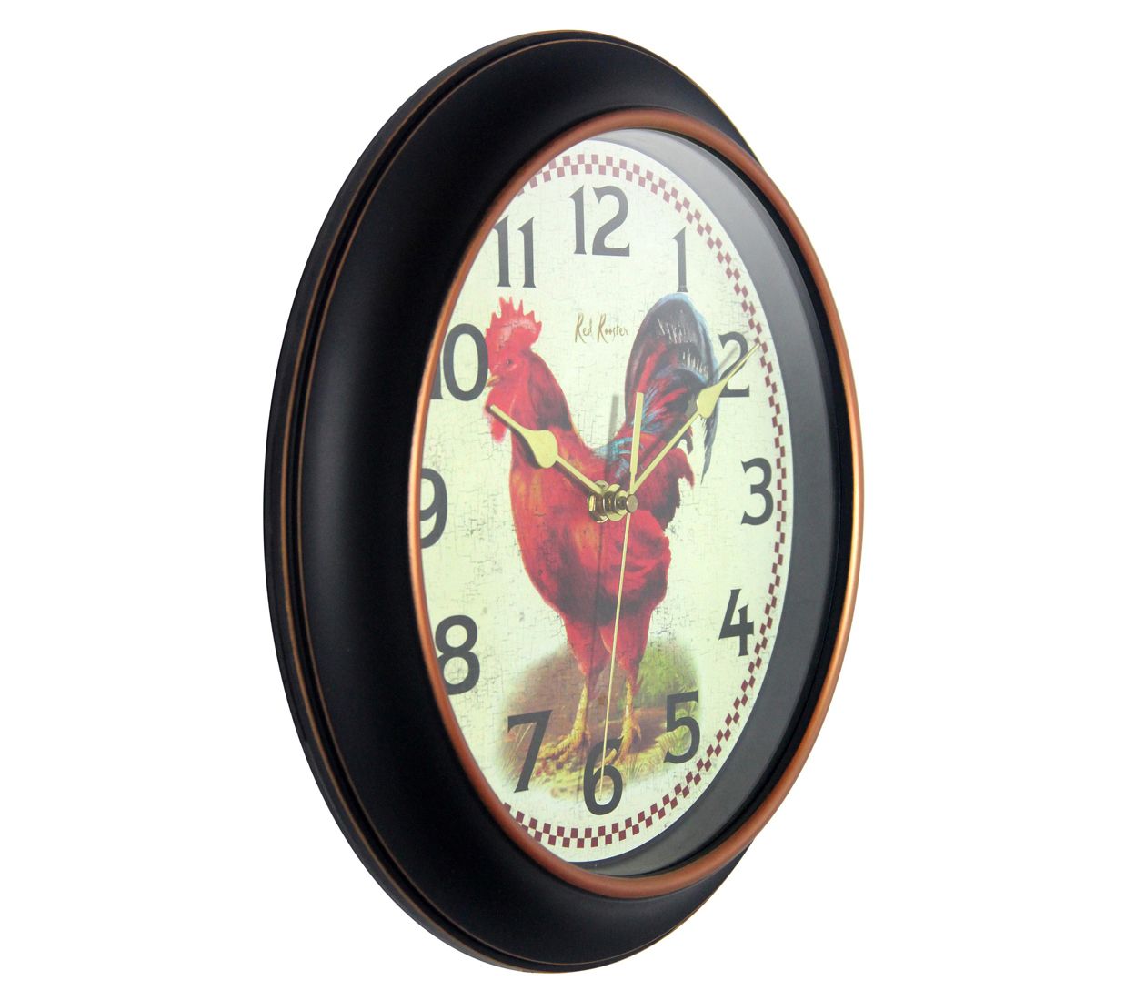 Infinity Instruments Red Rooster 12" Kitchen Clock