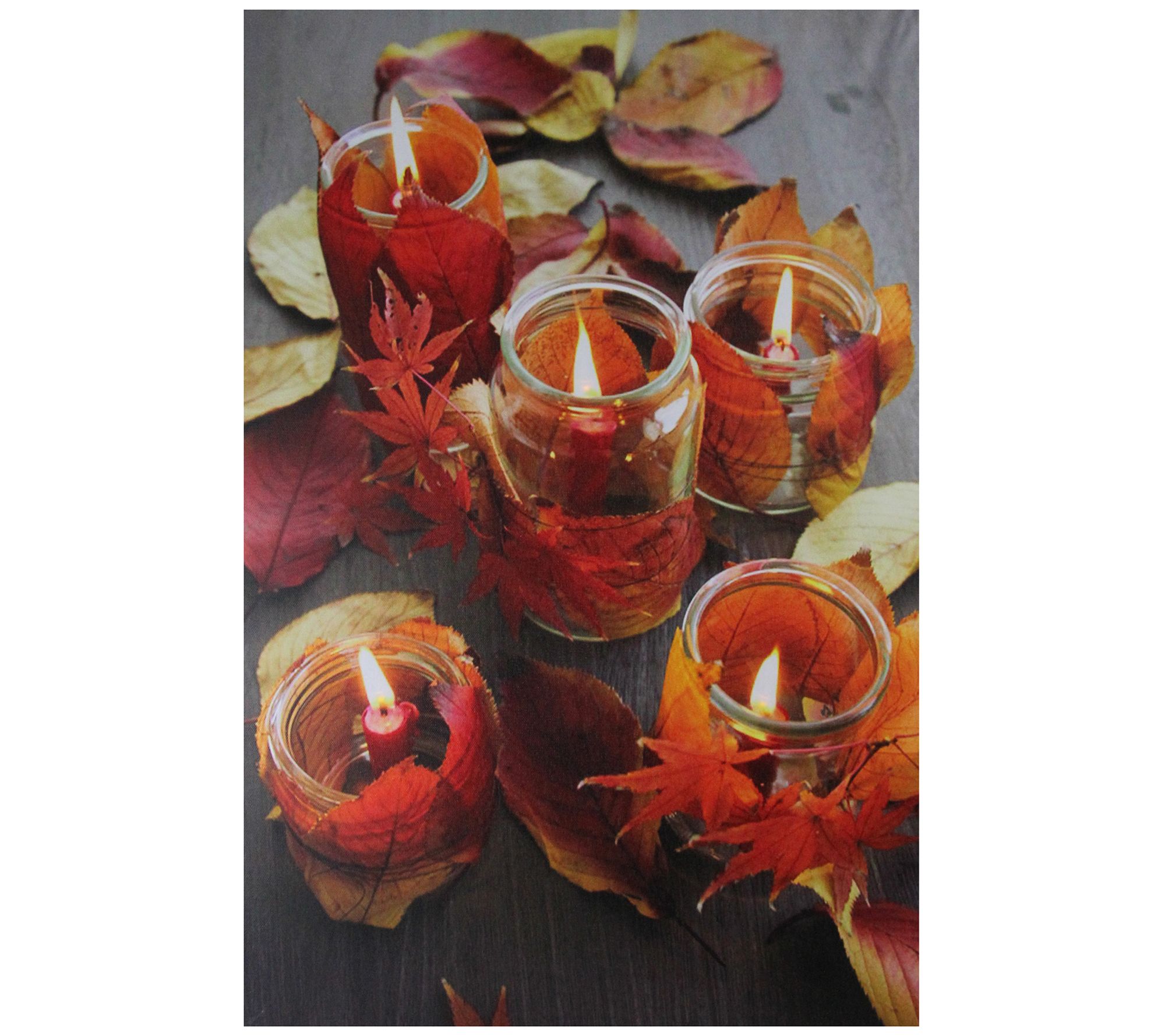 Northlight Autumn Leaves & Flickering Candles Canvas Wall Art