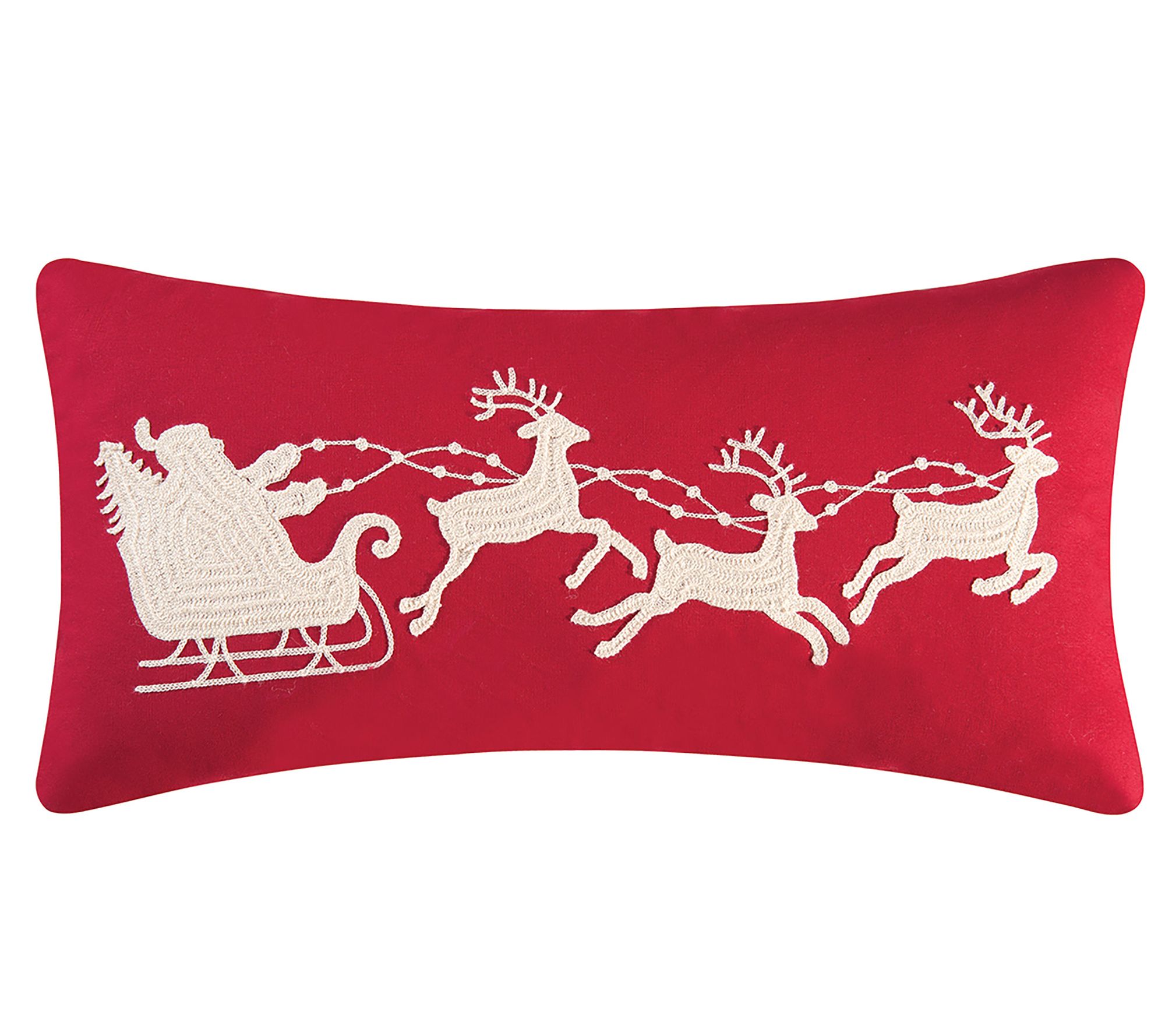 Santa Sleigh On Red Pillow by C&F Home