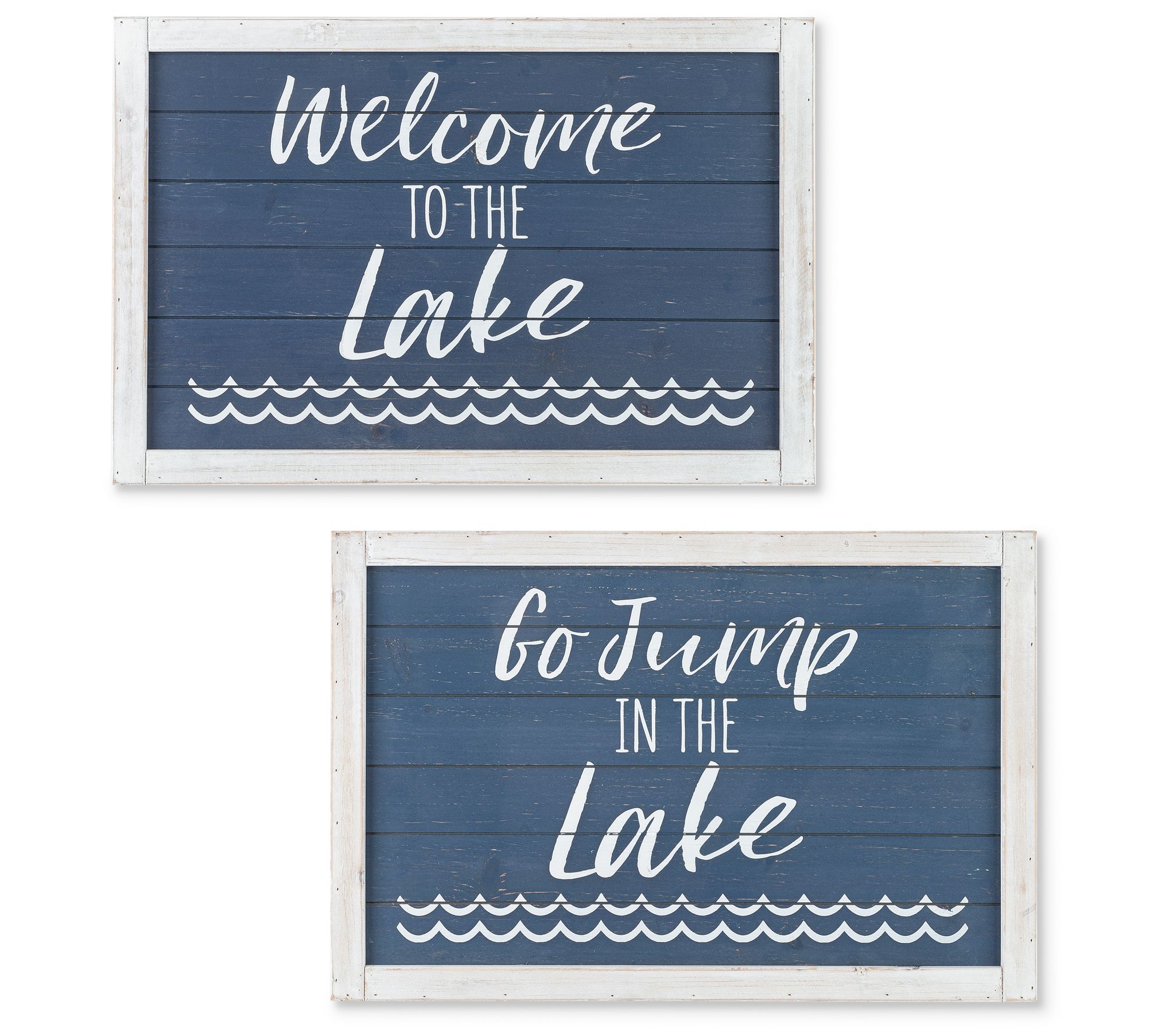 Set of 2 23.63" Long Wooden Lake-Themed Signs by Gerson Co.