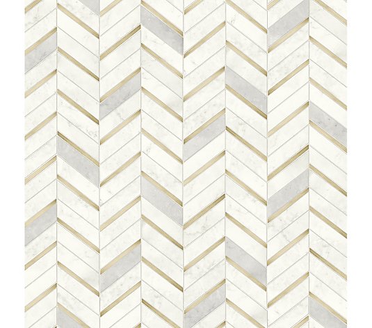 NextWall Chevron Marble Tile Peel and Stick Wallpaper Roll