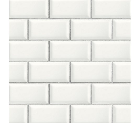 NextWall Faux Large Subway Tile Peel and StickWallpaper Roll