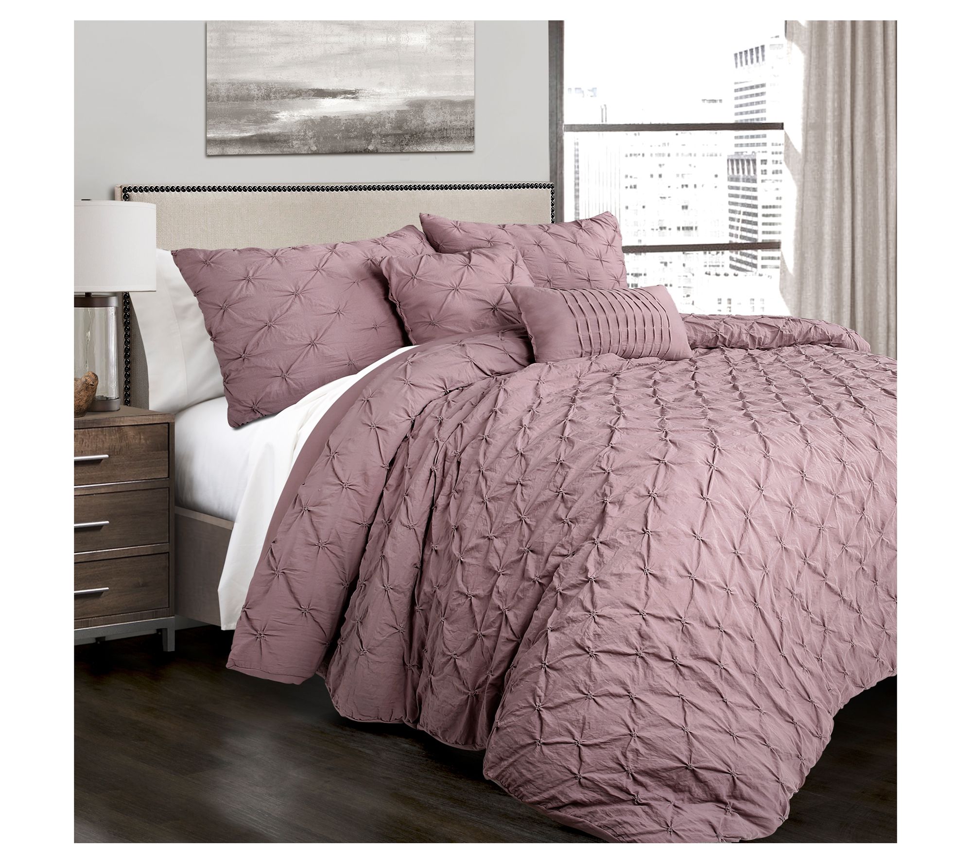 Lush Decor Ravello Pintuck Comforter 5-pc Set F/Q