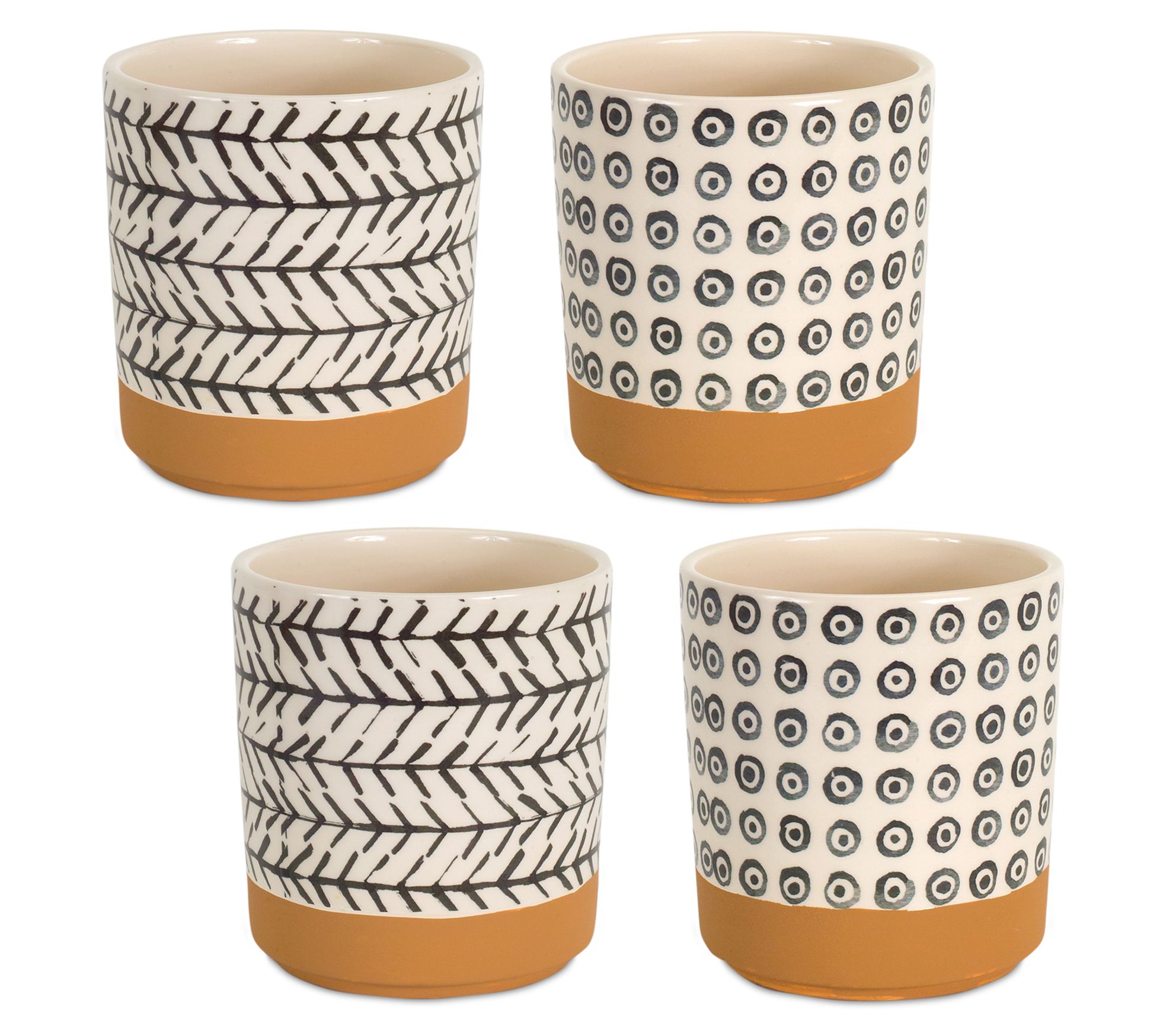Melrose Patterned Pot with Terra Cotta Accent (Set of 4)
