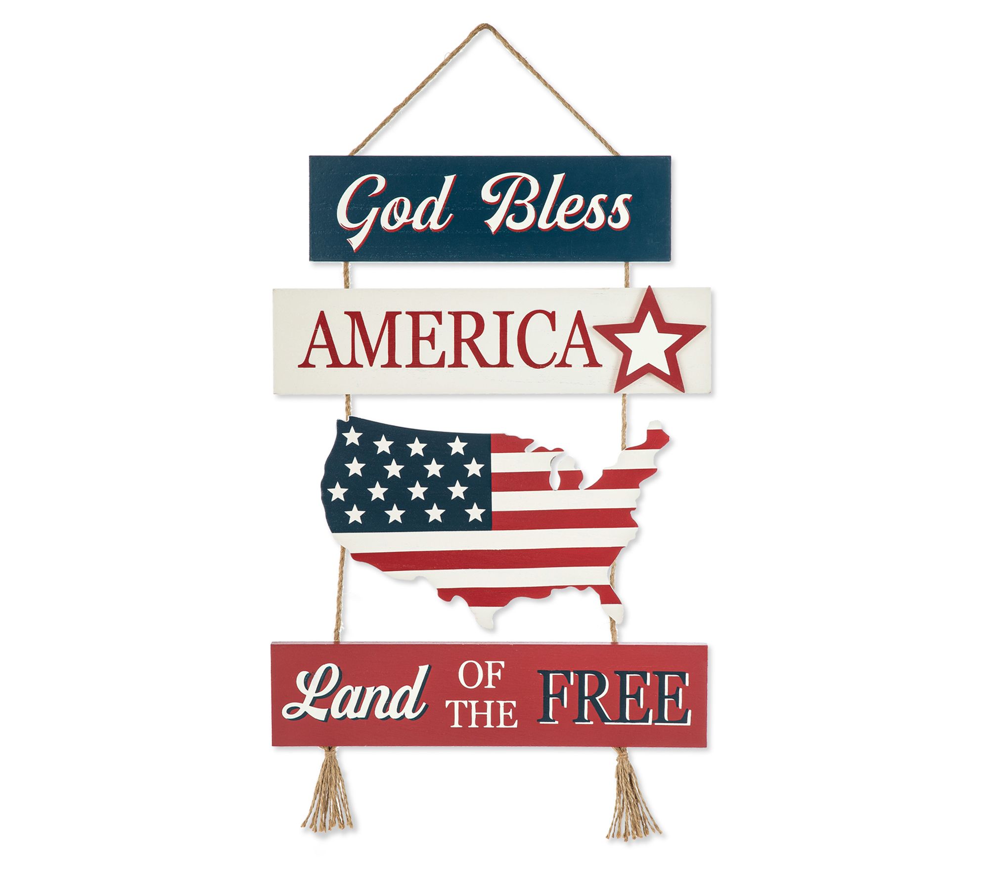 Glitzhome 20" Patriotic Red White Blue AmericanDoor Hanging