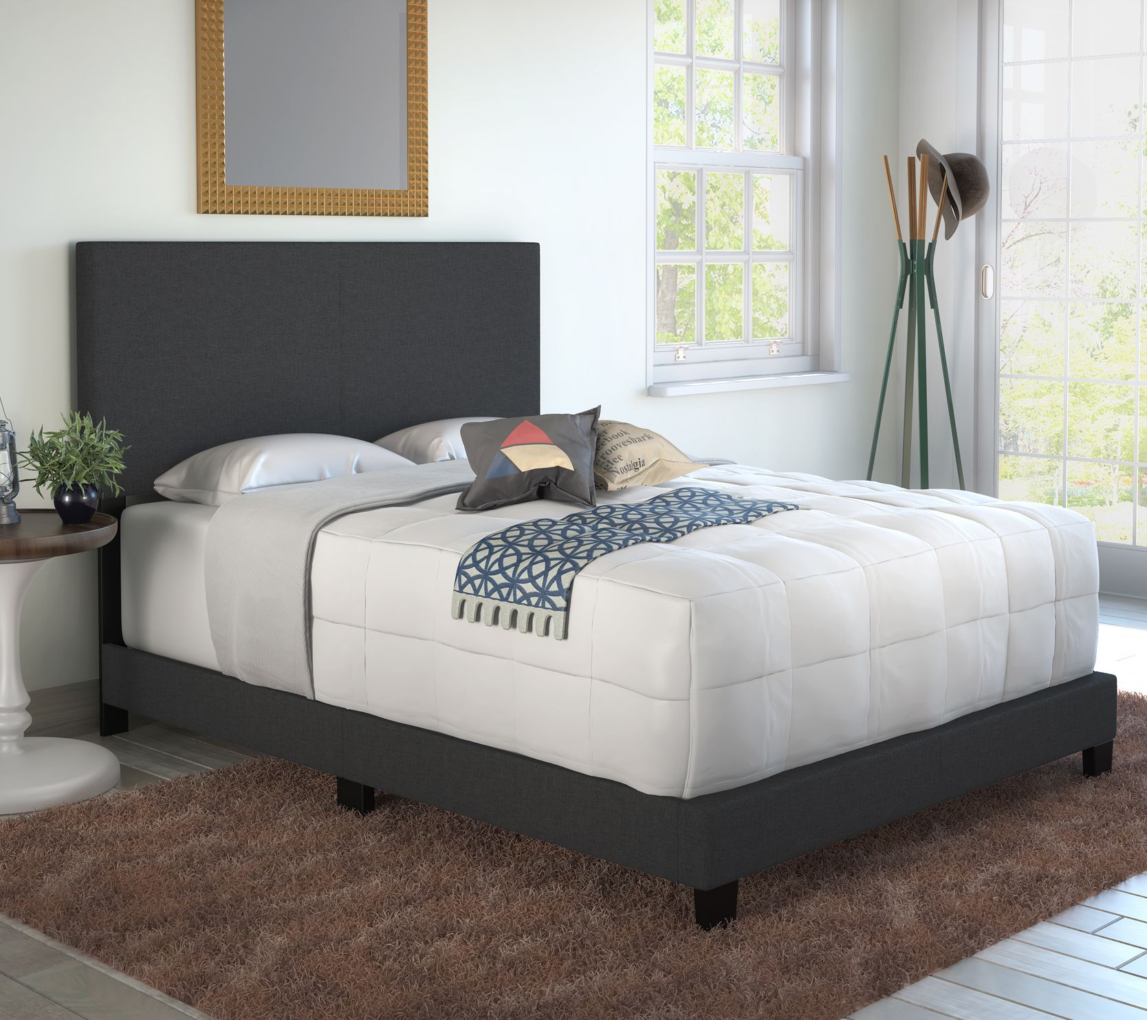 Boyd Sleep Milan Upholstered Linen Bed Frame w/Headboard, King