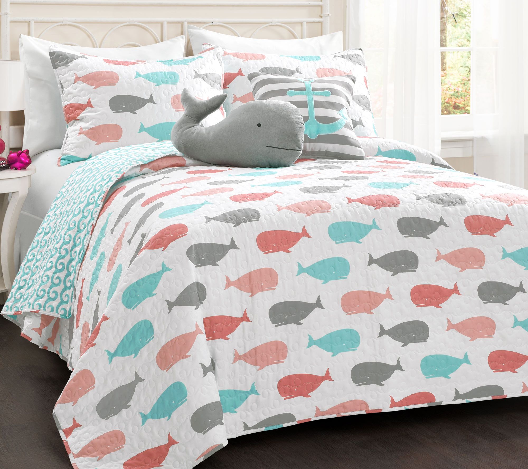 Lush Decor Whale Quilt 5Pc Set Full/Queen