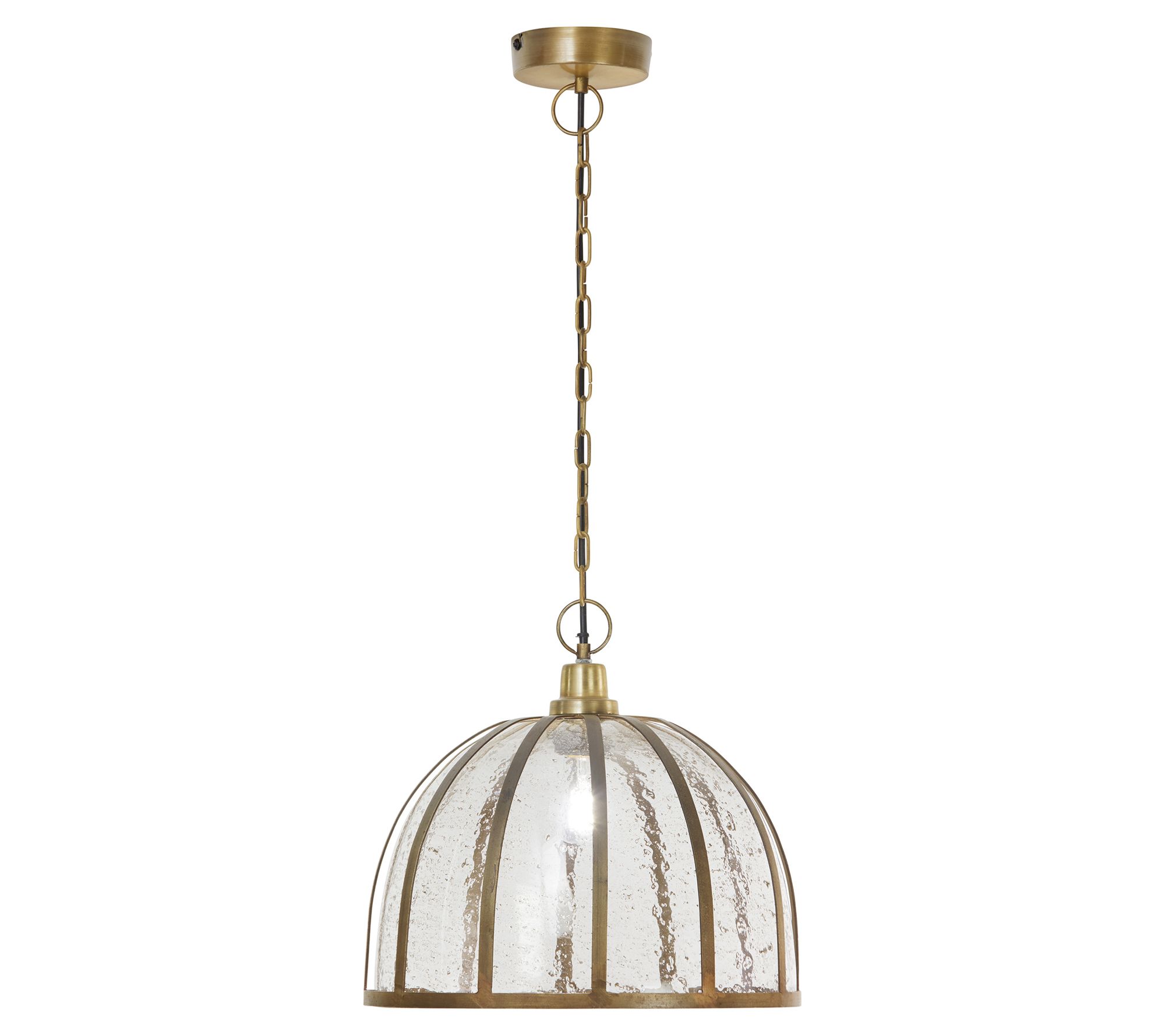 River of Goods Brass Pendant Light with Glass a nd Metal Shade