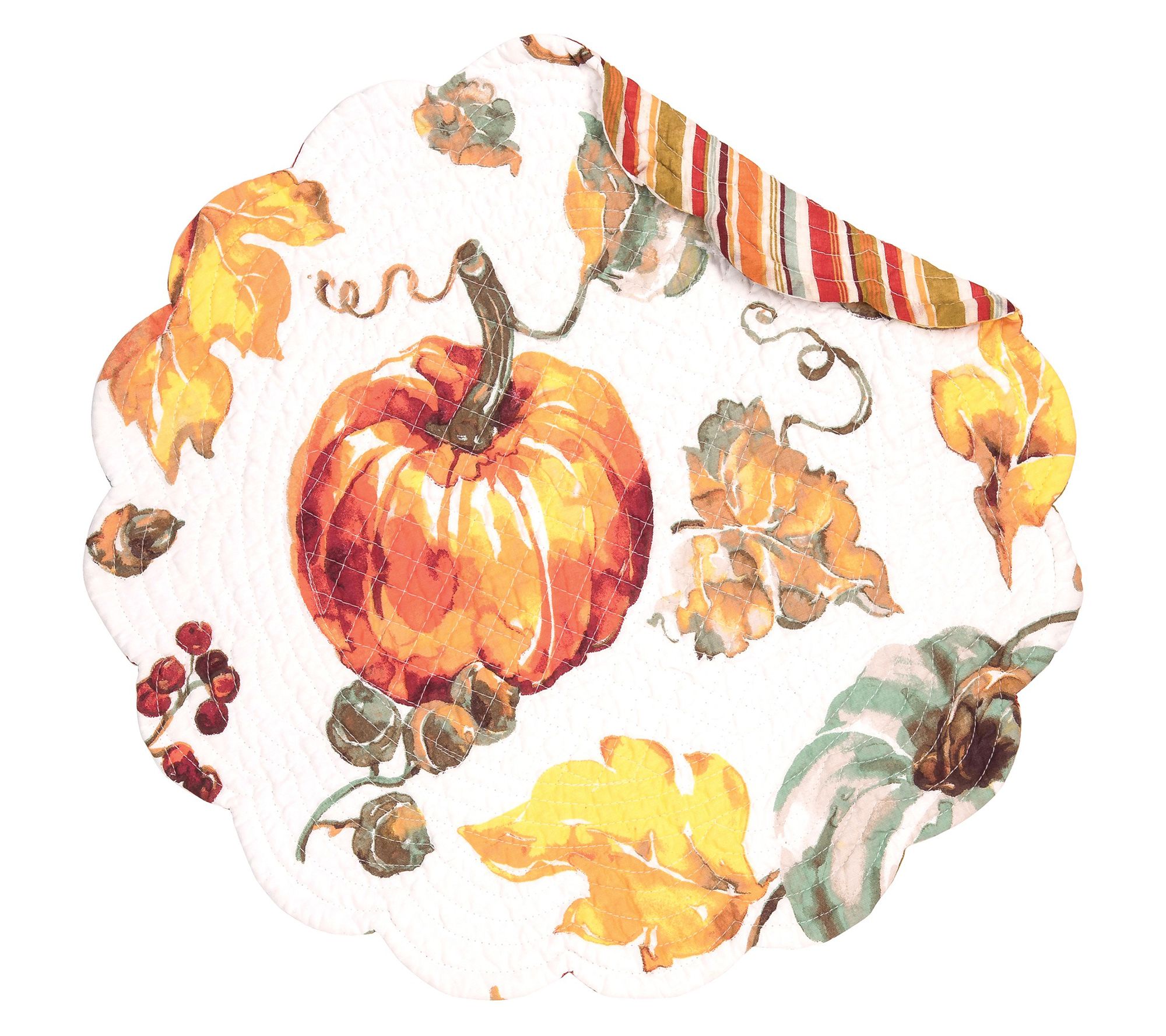 Pumpkin Round Thanksgiving Placemat S/6 by Valerie