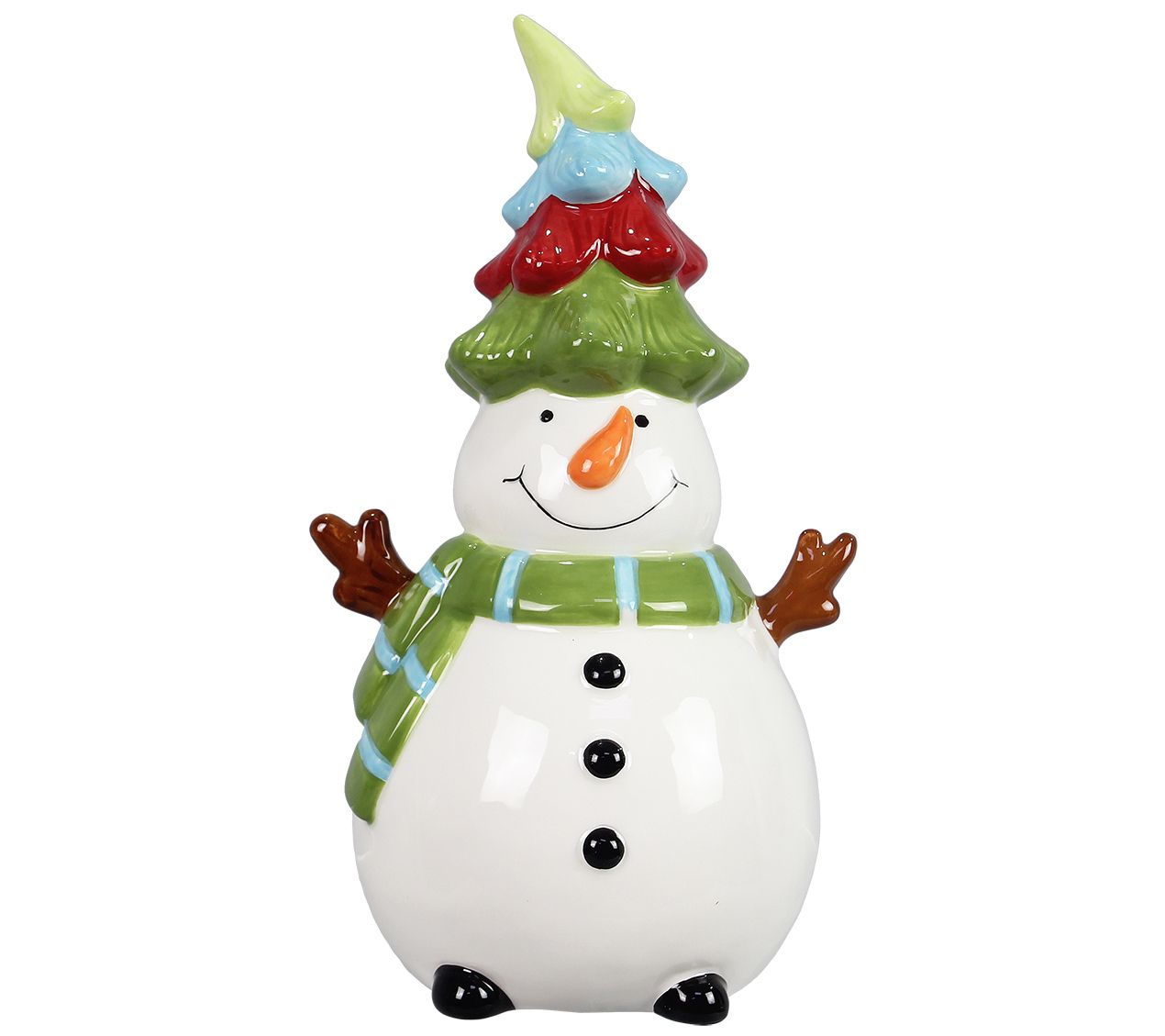 Young's Ceramic Colorful Christmas Snowman Figurine