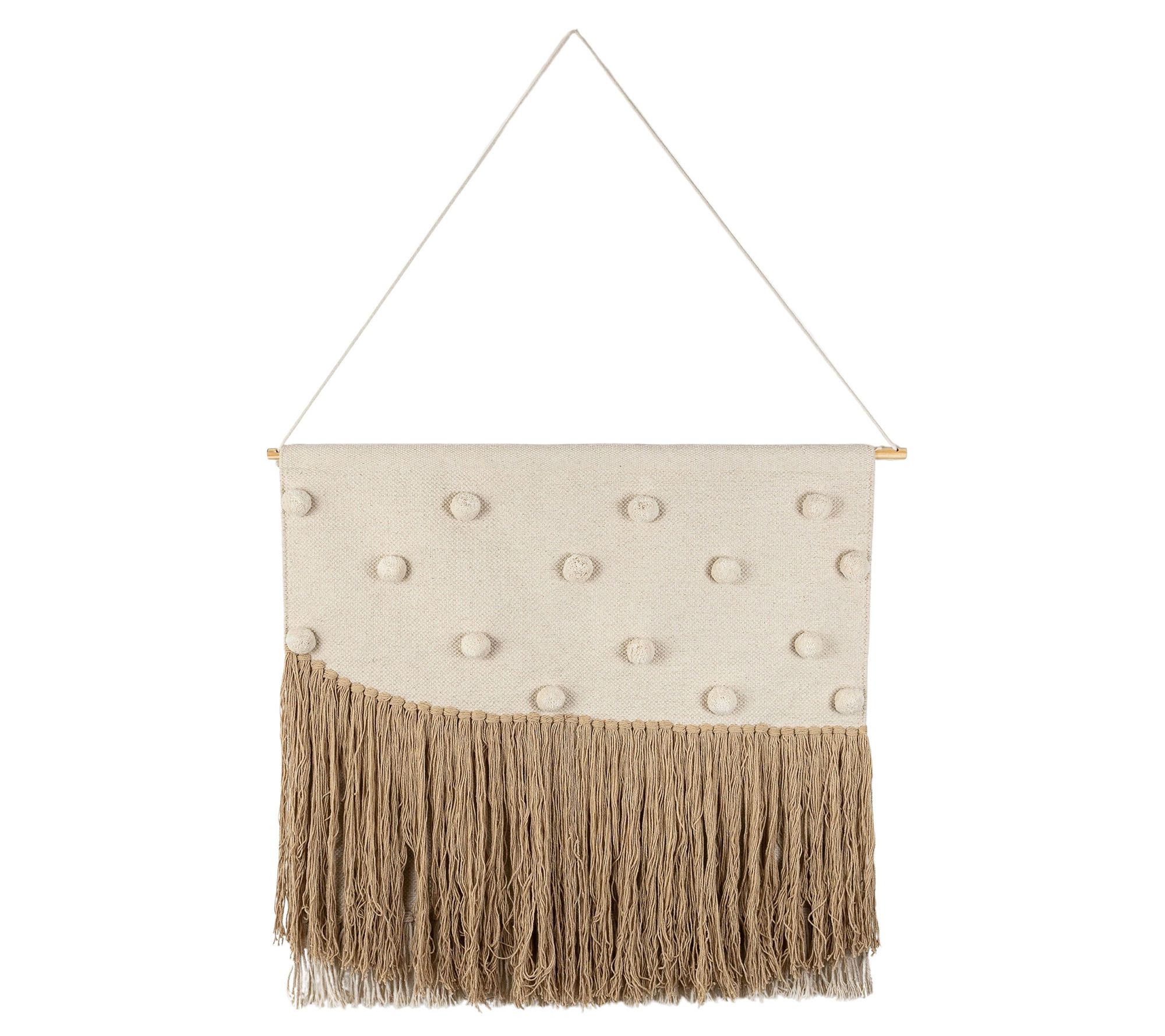 Foreside Home & Garden Woven Fringe Tapestry with Poms
