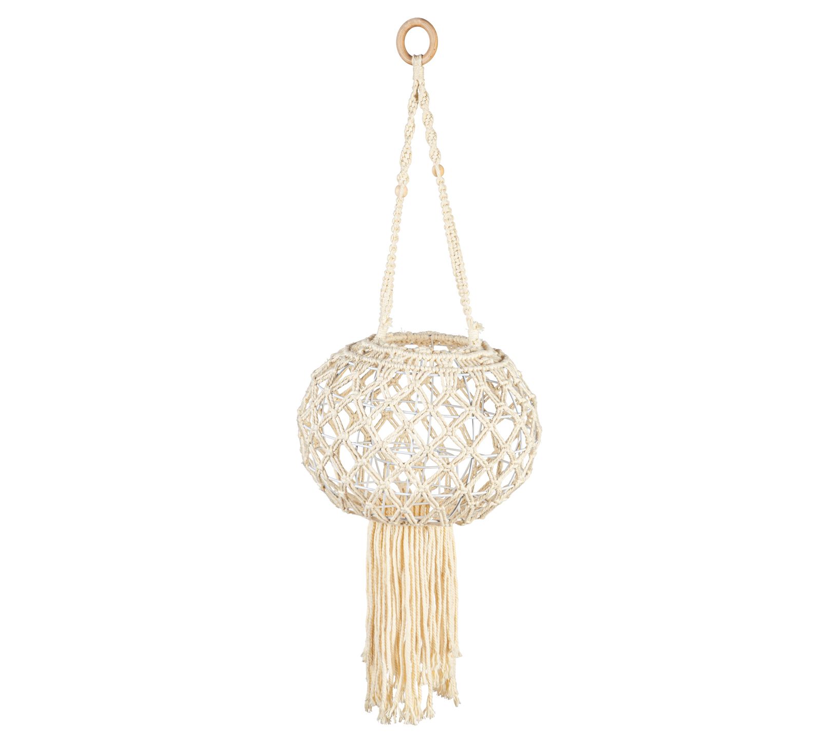 Evergreen Macrame Large Hanging Globe Plant Covr, Natural