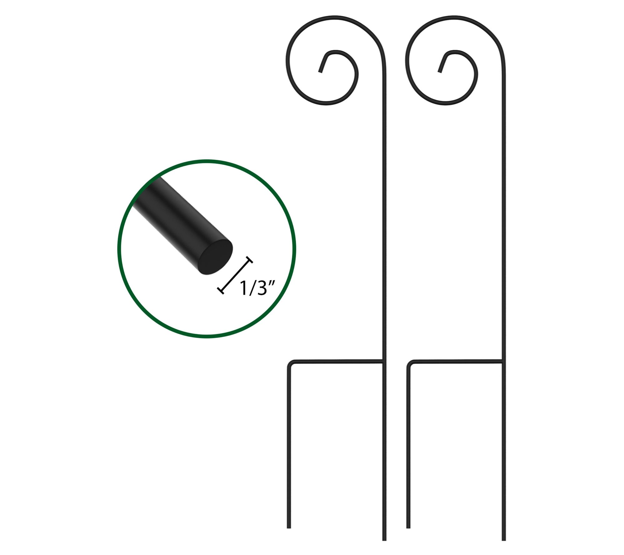 Pure Garden Set of 2 Shepherd Hooks 35" Metal Poles with Hooks