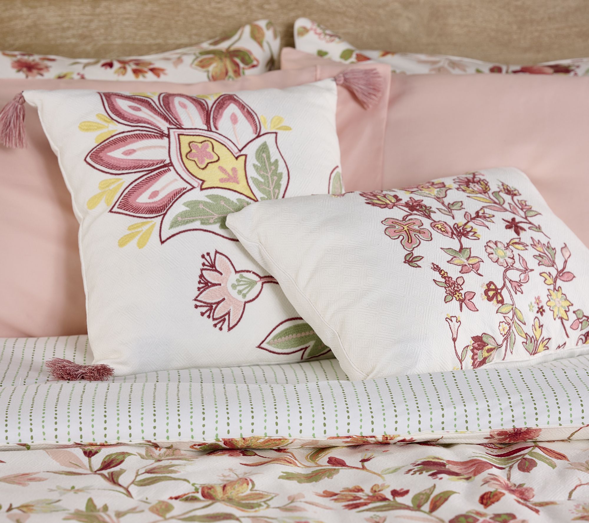 "As Is" Home Reflections S/2 Jacobean Floral Decorative Pillows