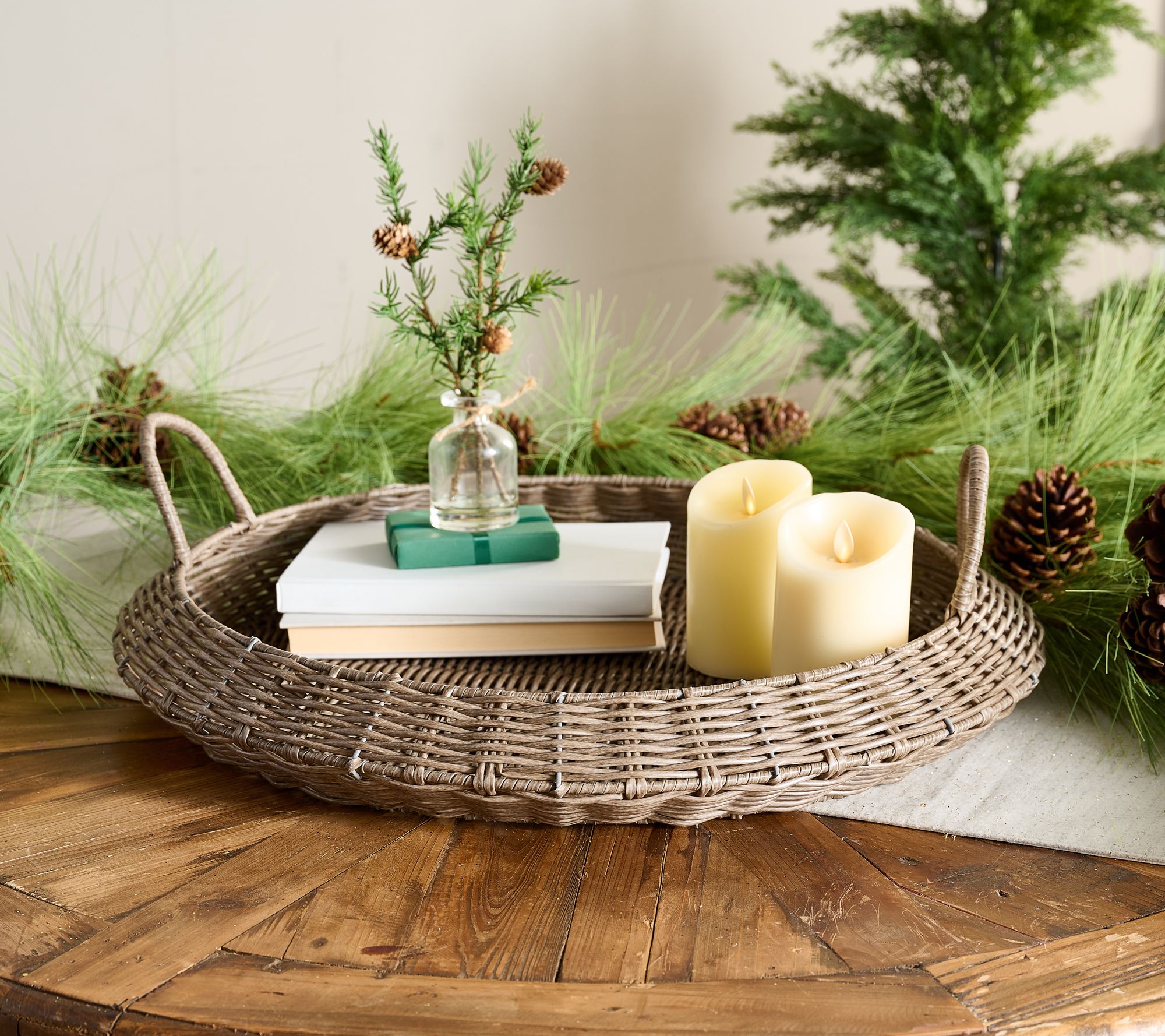 Simply Stunning Oversized Round Basket Tray by Janine Graff