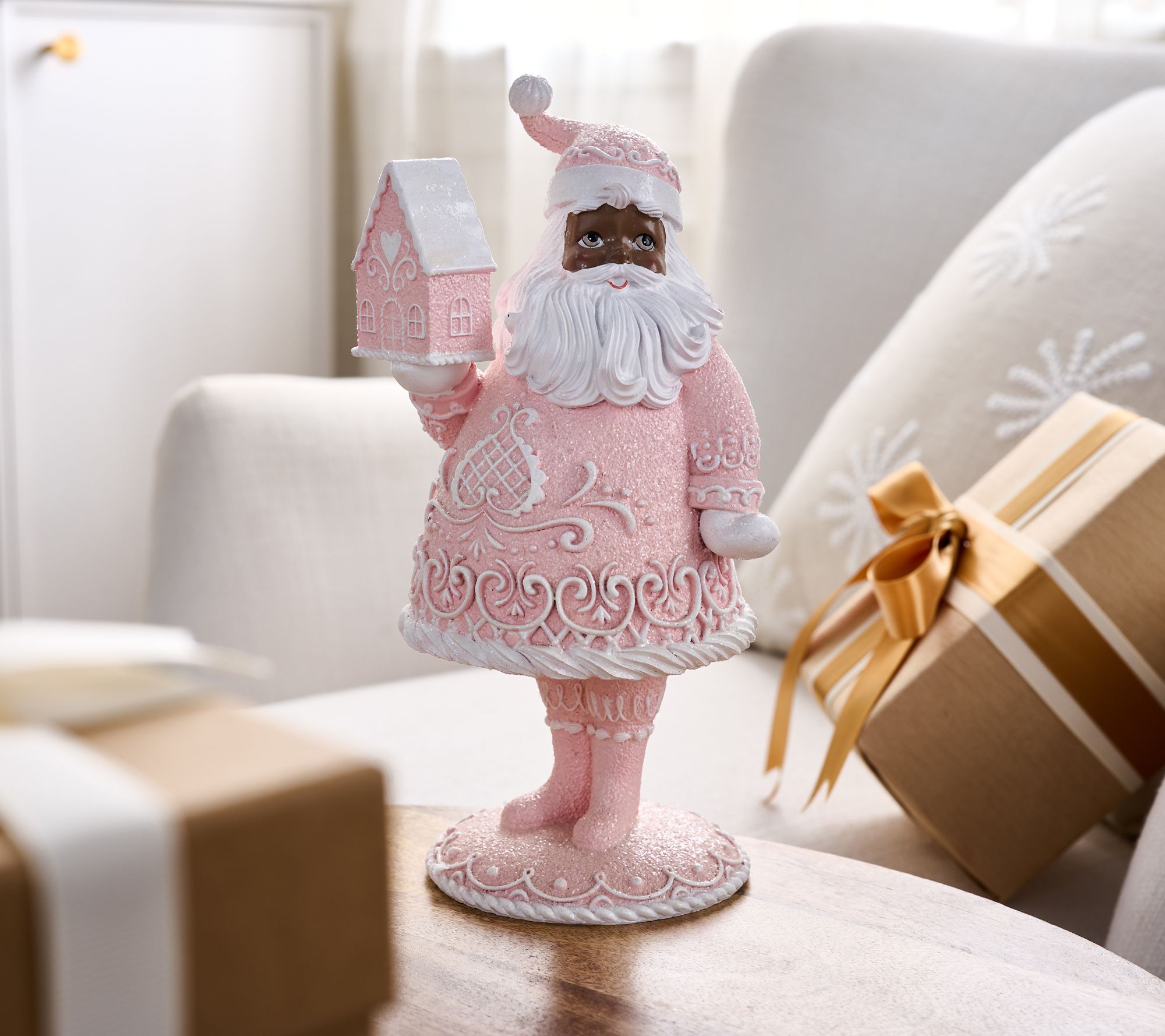Petite Gingerbread Lace 9" Santa Figure by Valerie