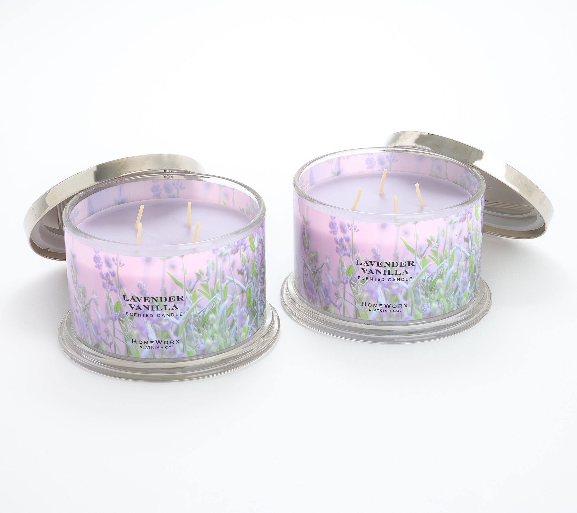 HomeWorx by Slatkin + Co. S/2 18oz Lavendar Vanilla Candles