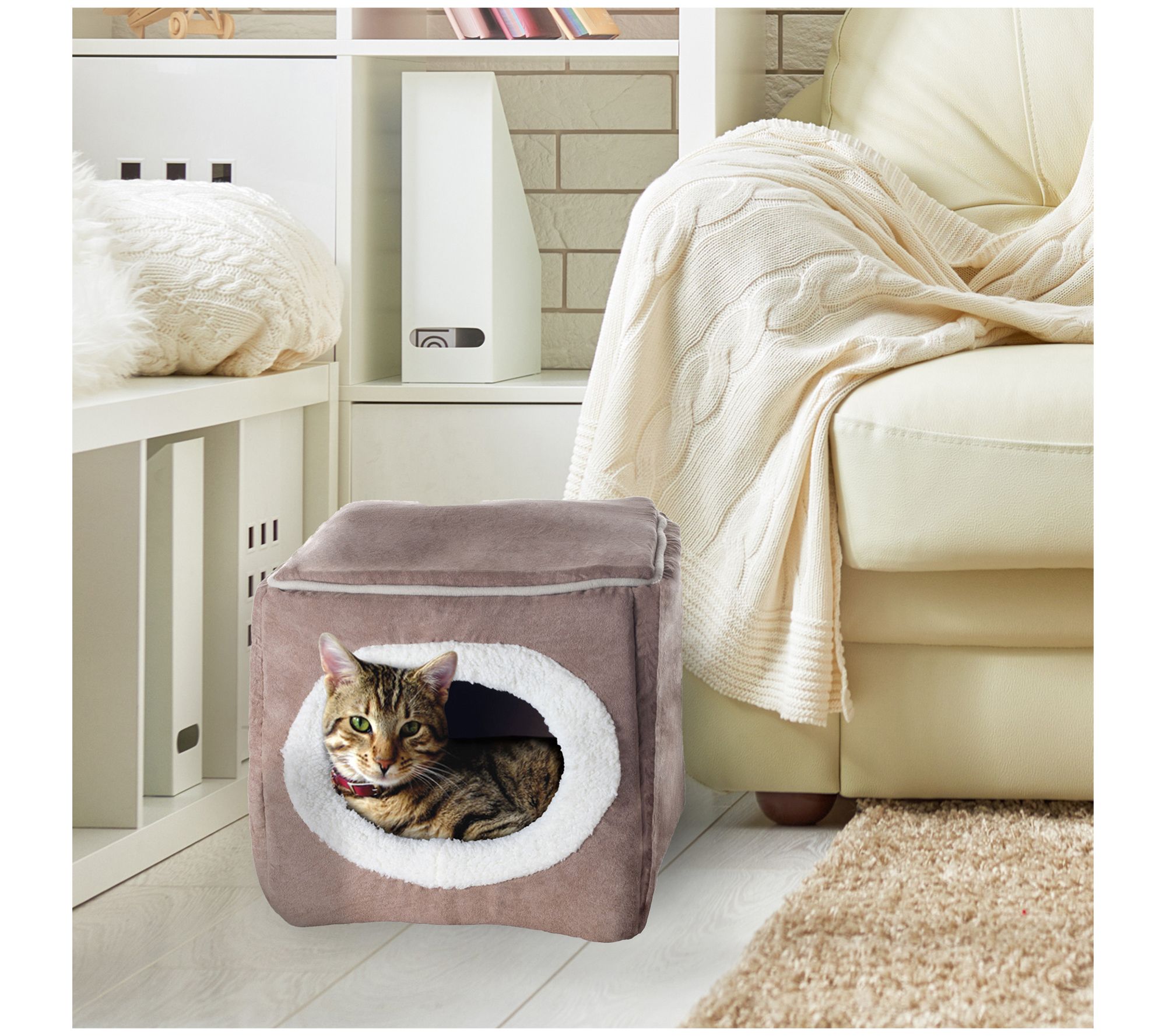 Petmaker Cat House Indoor Bed with Removable Foam Cushion