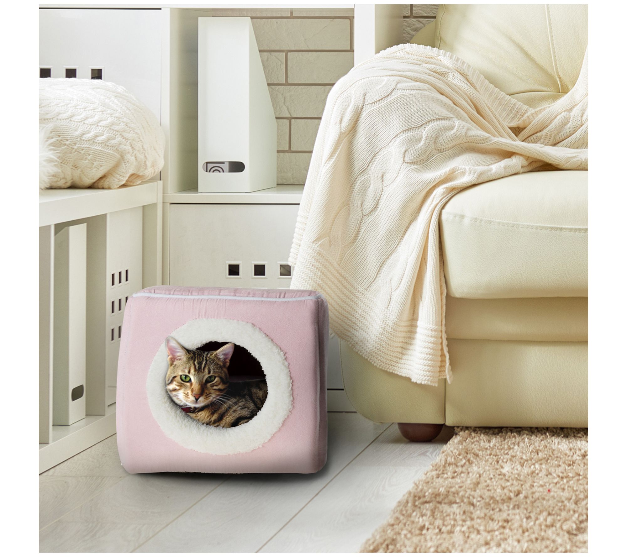 Petmaker Cat House Indoor Bed with Removable Fo am Cushion