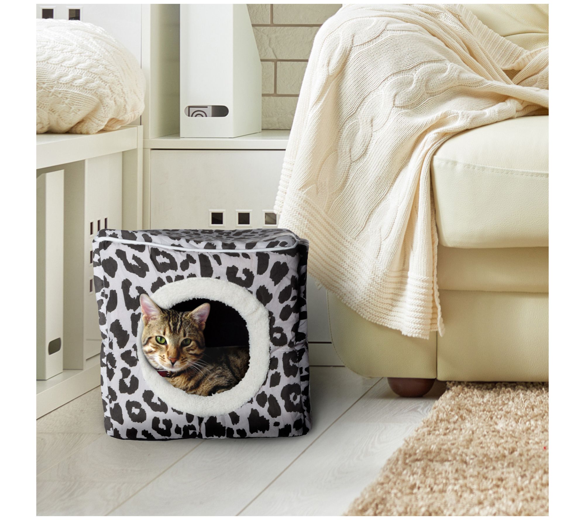 Petmaker Cat House Indoor Bed with Removable Foam Cushion