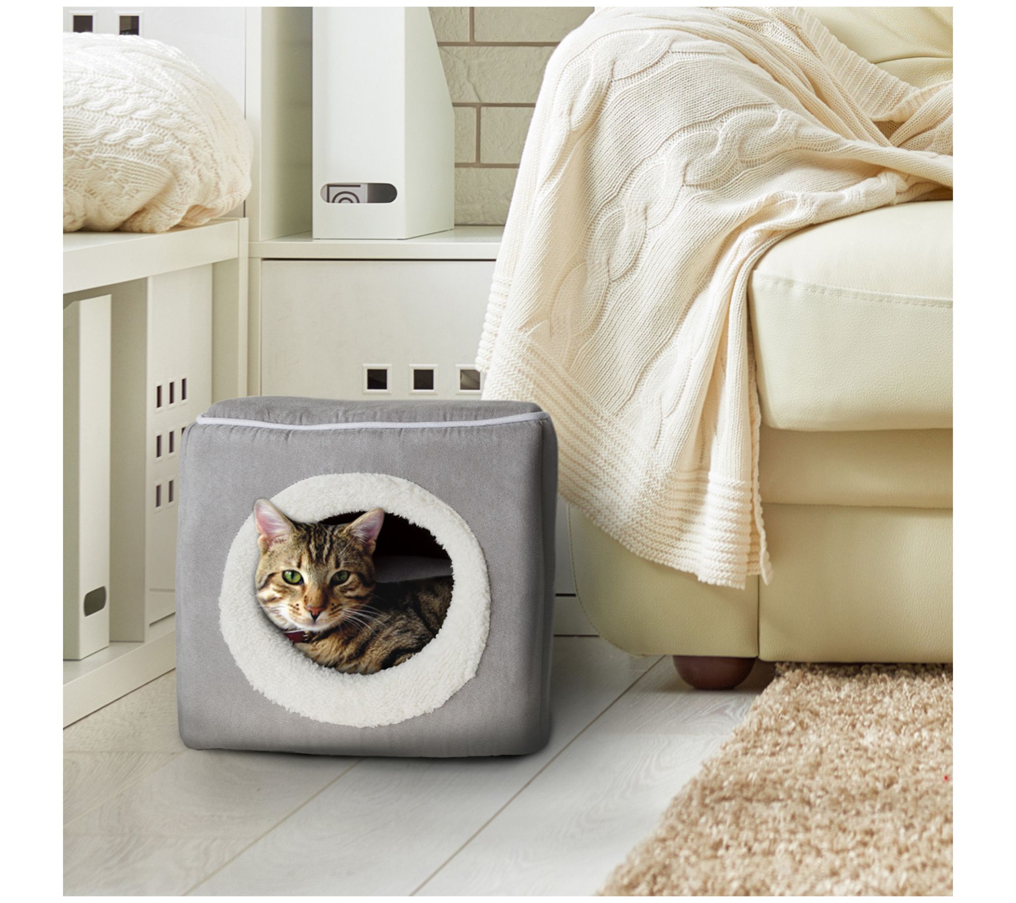 Petmaker Cat House Indoor Bed with Removable Foam Cushion