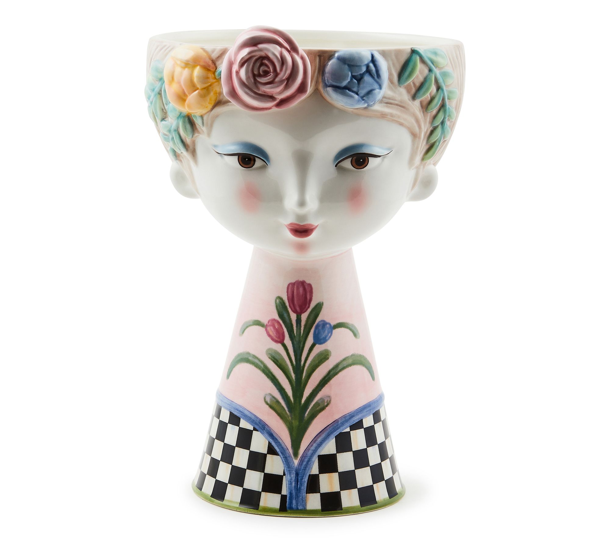 Mackenzie Childs Rosy Meadow Tall Lady Vase