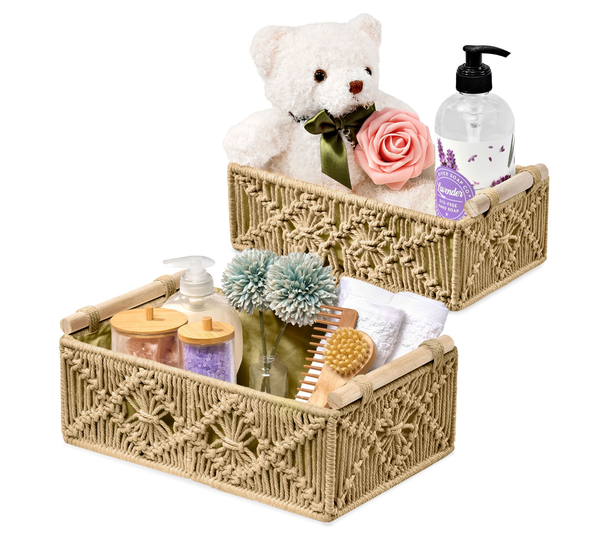 Sorbus 2 Pack Macrame Boho Decor Baskets