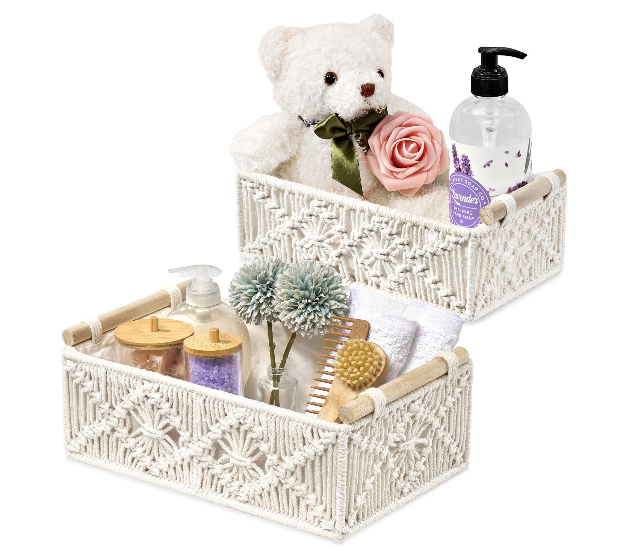 Sorbus 2 Pack Macrame Boho Decor Baskets