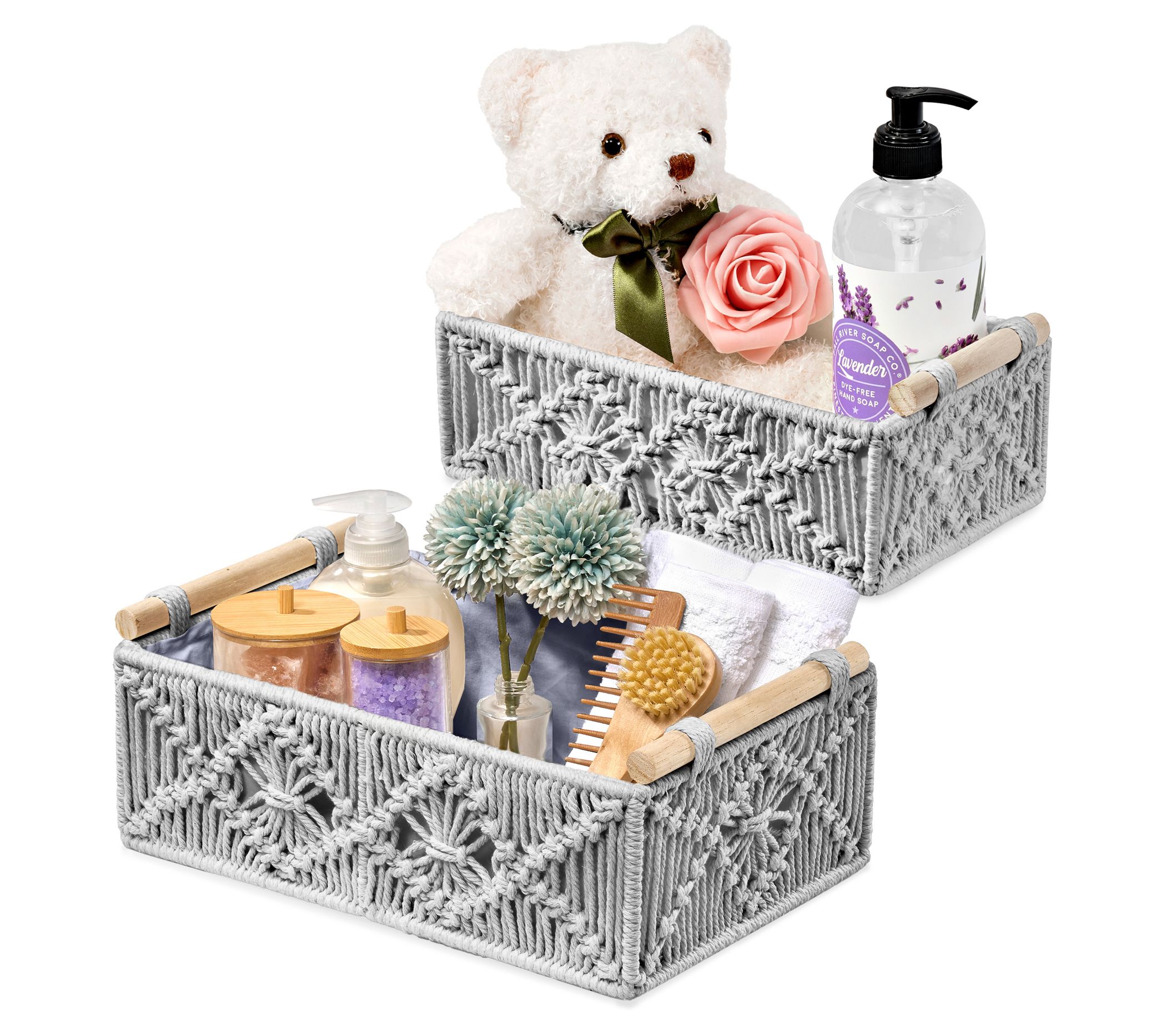 Sorbus 2 Pack Macrame Boho Decor Baskets