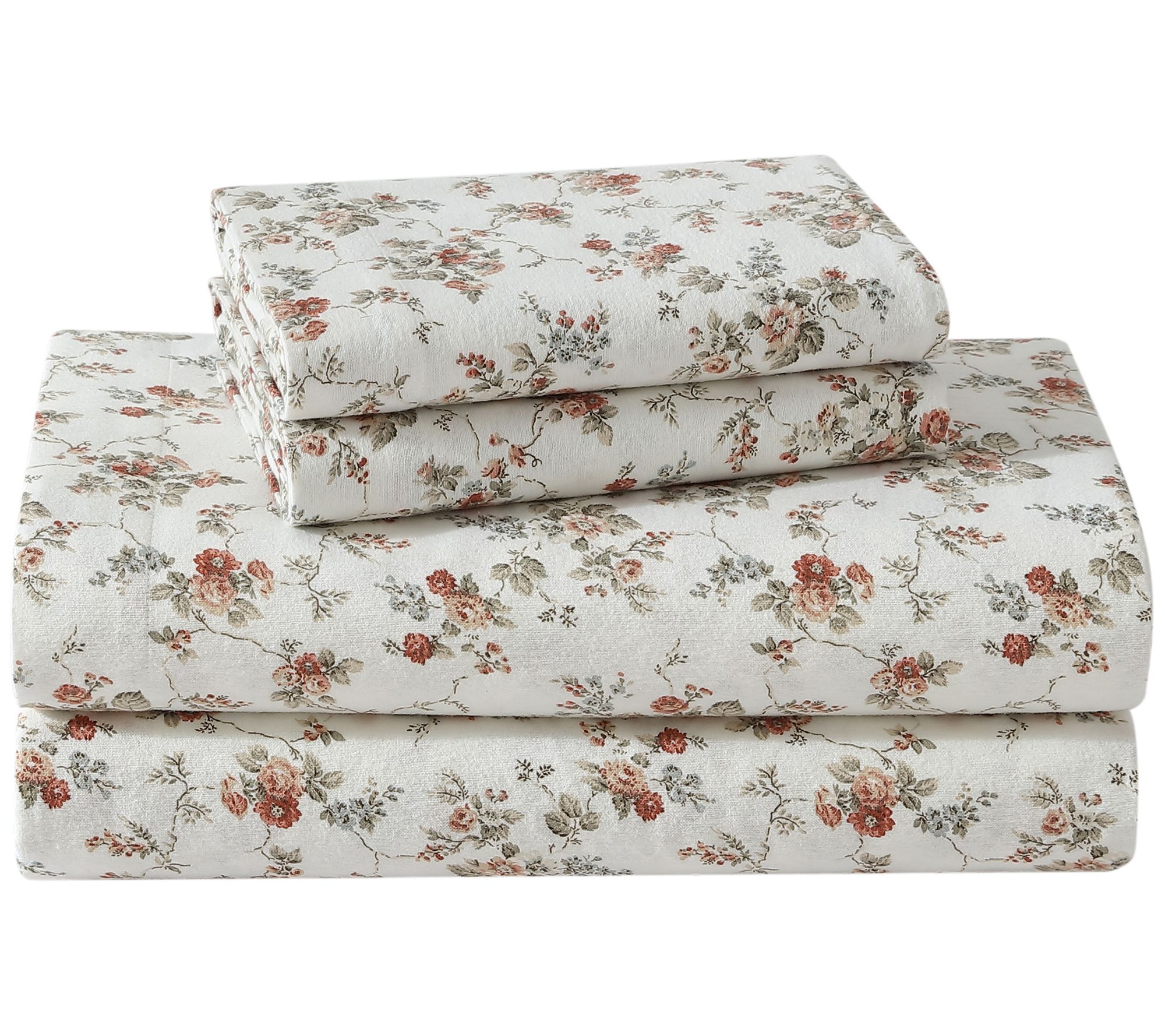 Laura Ashley Le Fleur Twin Flannel Sheet Set