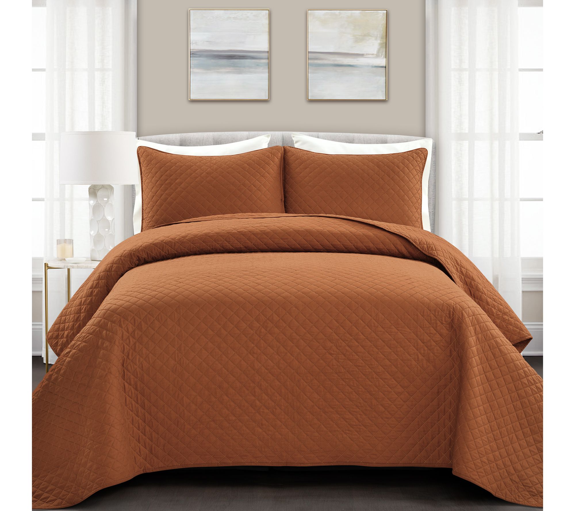 Lush Decor Ava Diamond Quilt 3pc Set Full/Queen
