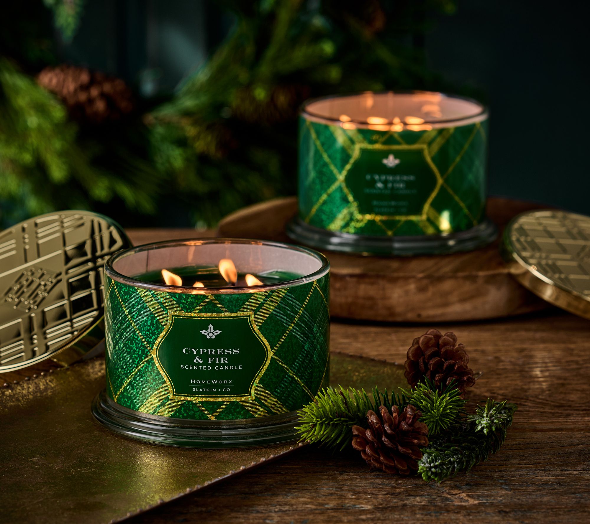 HomeWorx by Slatkin + Co. Set of (2) 18oz Cypress & Fir Candles